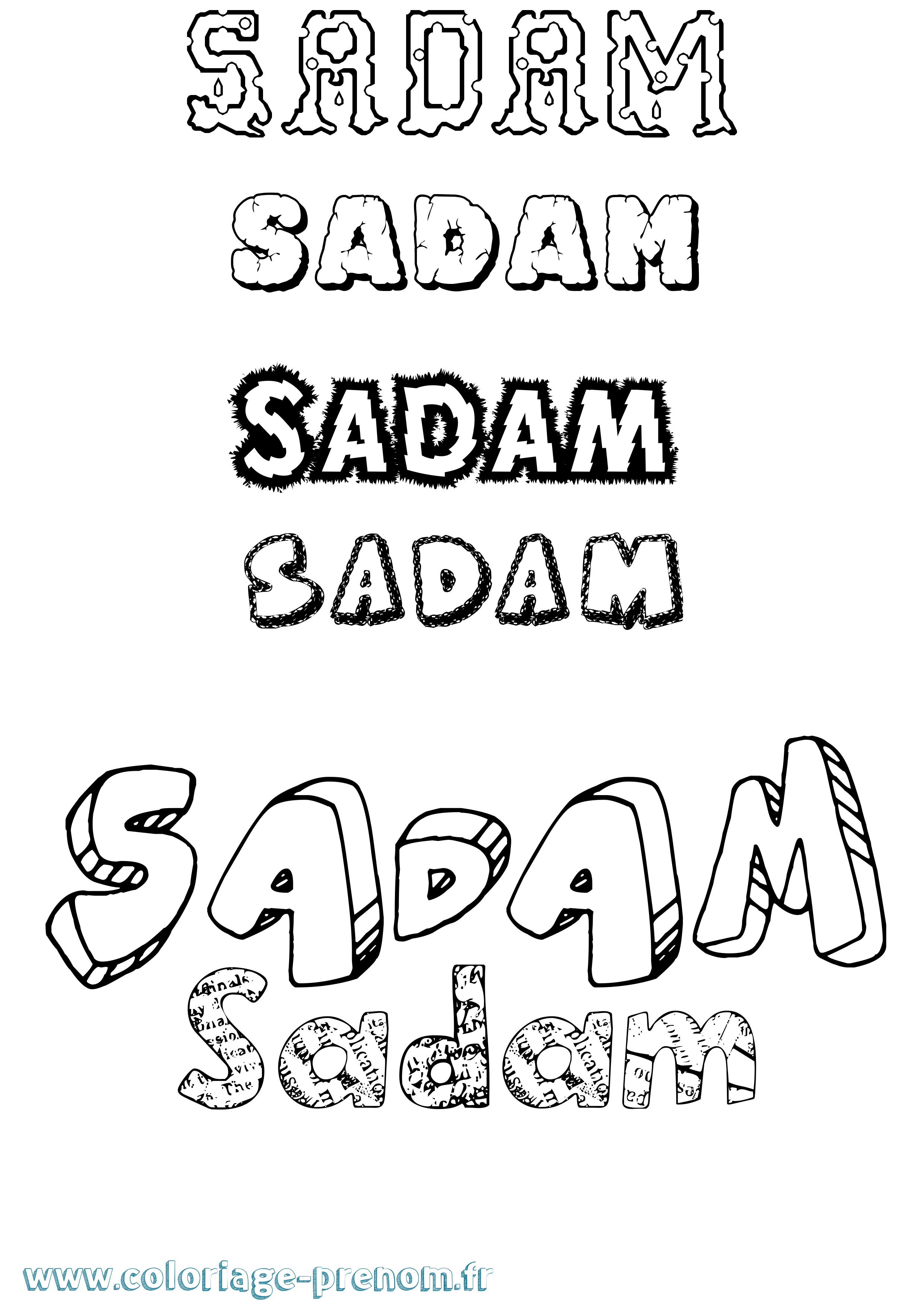 Coloriage prénom Sadam Destructuré