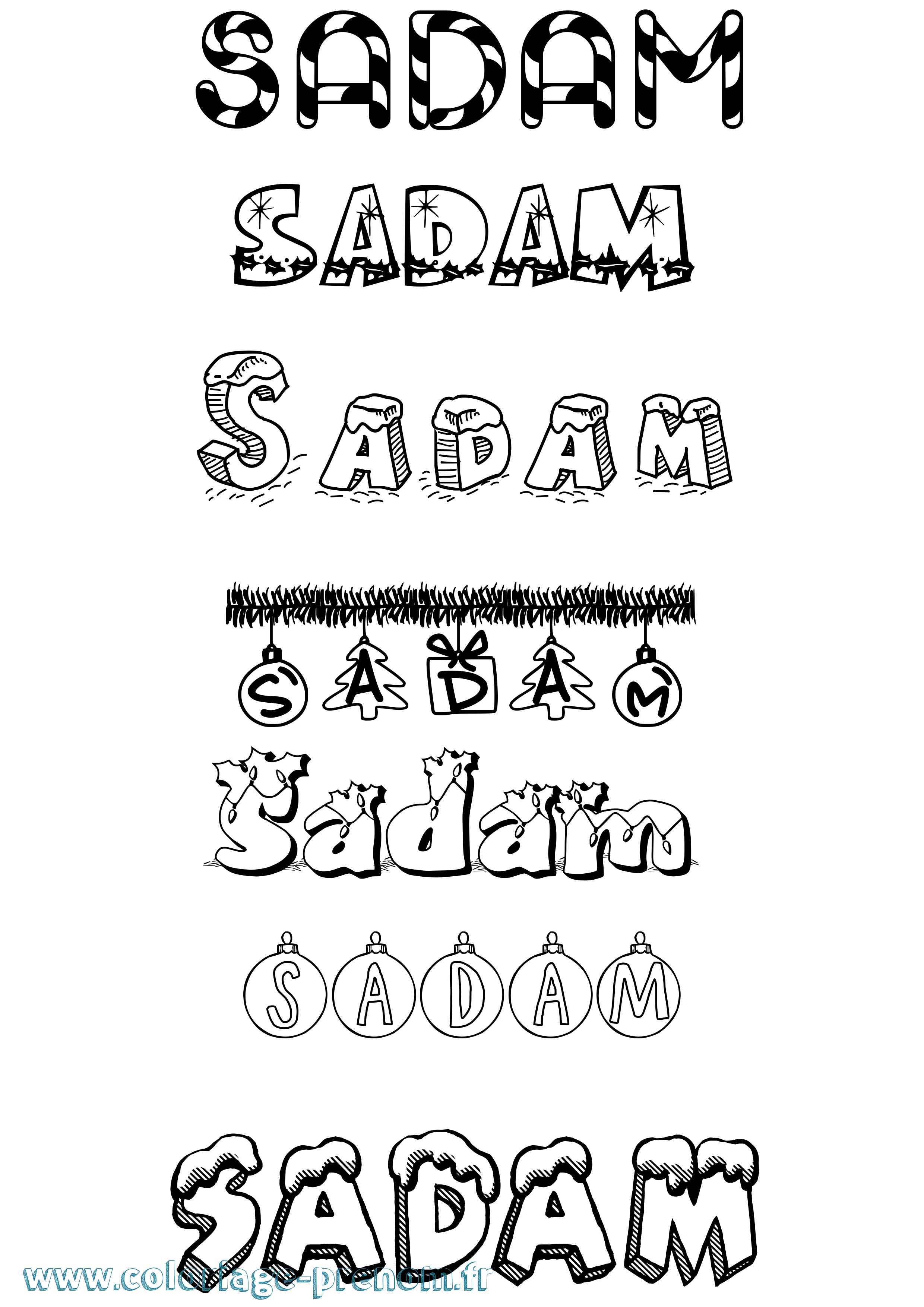 Coloriage prénom Sadam Noël