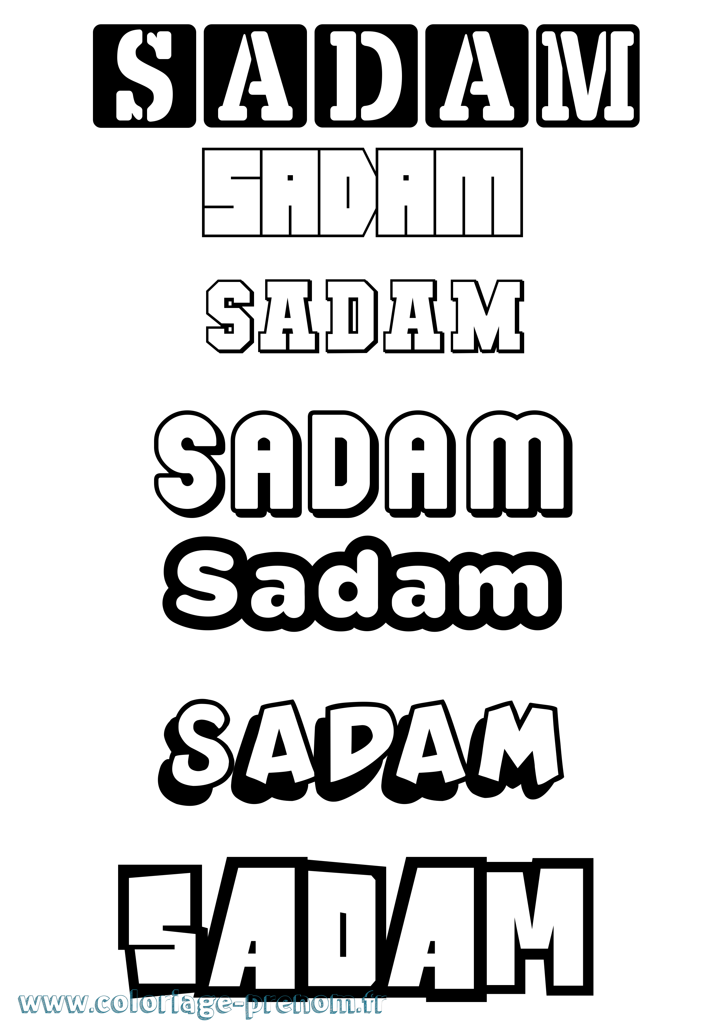 Coloriage prénom Sadam Simple