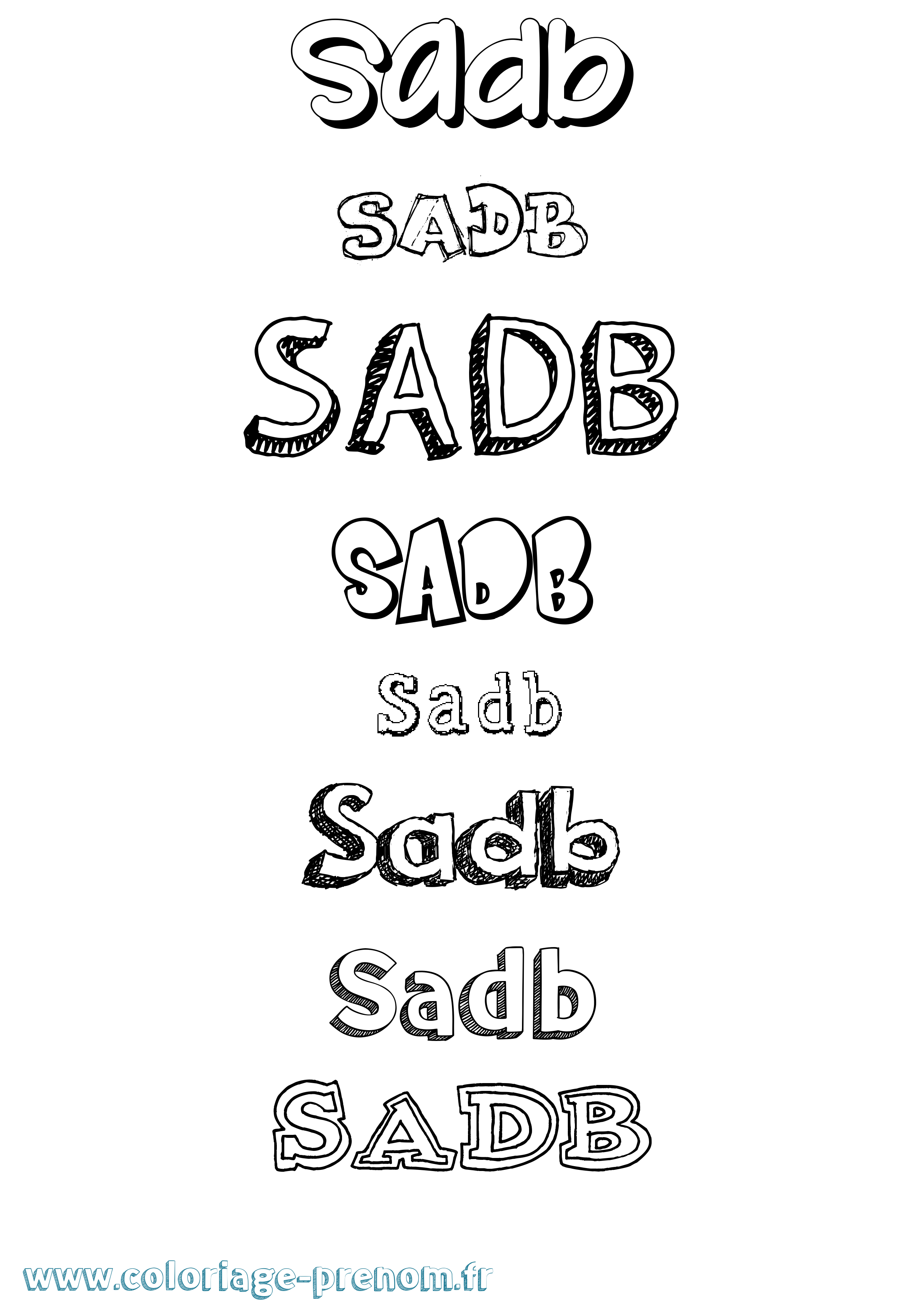 Coloriage prénom Sadb Dessiné