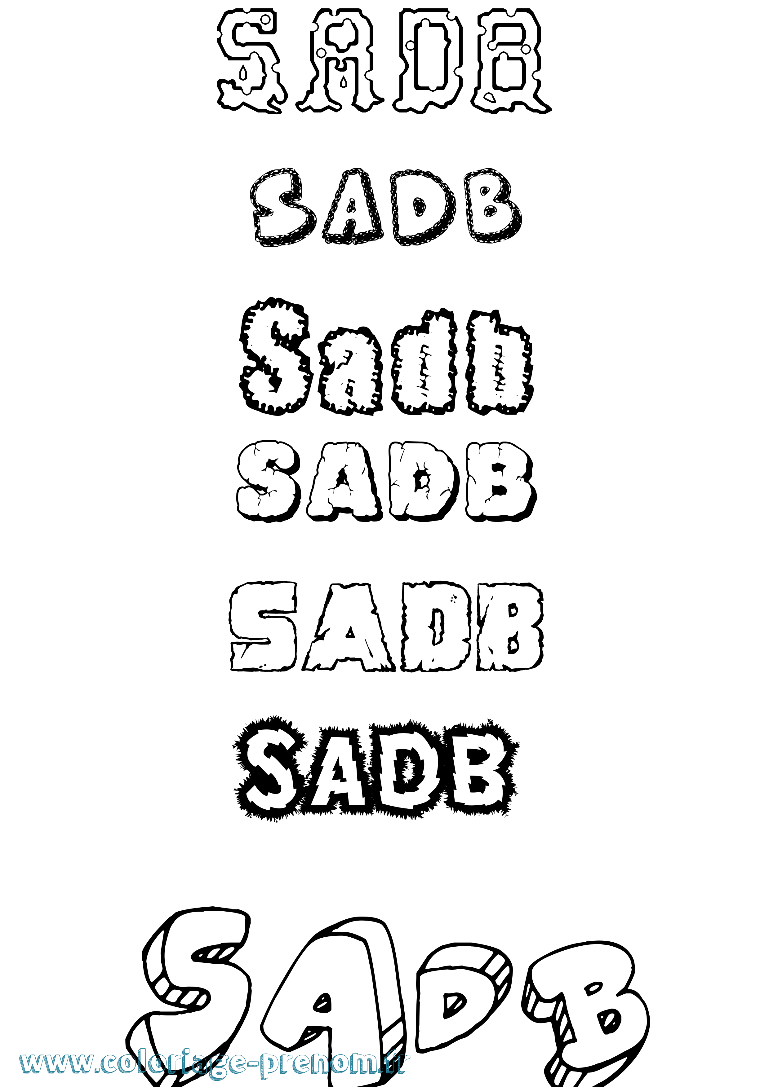 Coloriage prénom Sadb Destructuré