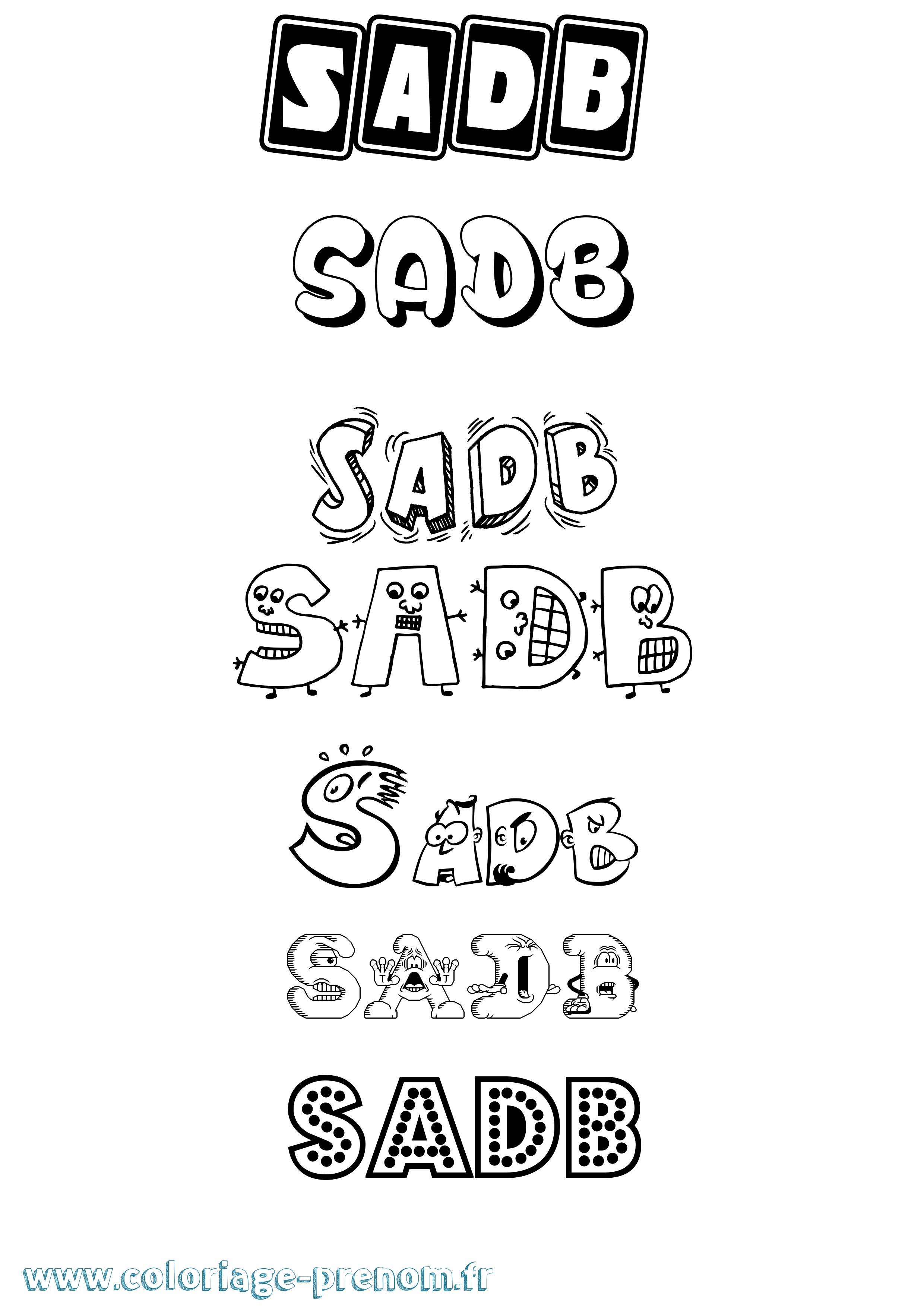 Coloriage prénom Sadb Fun