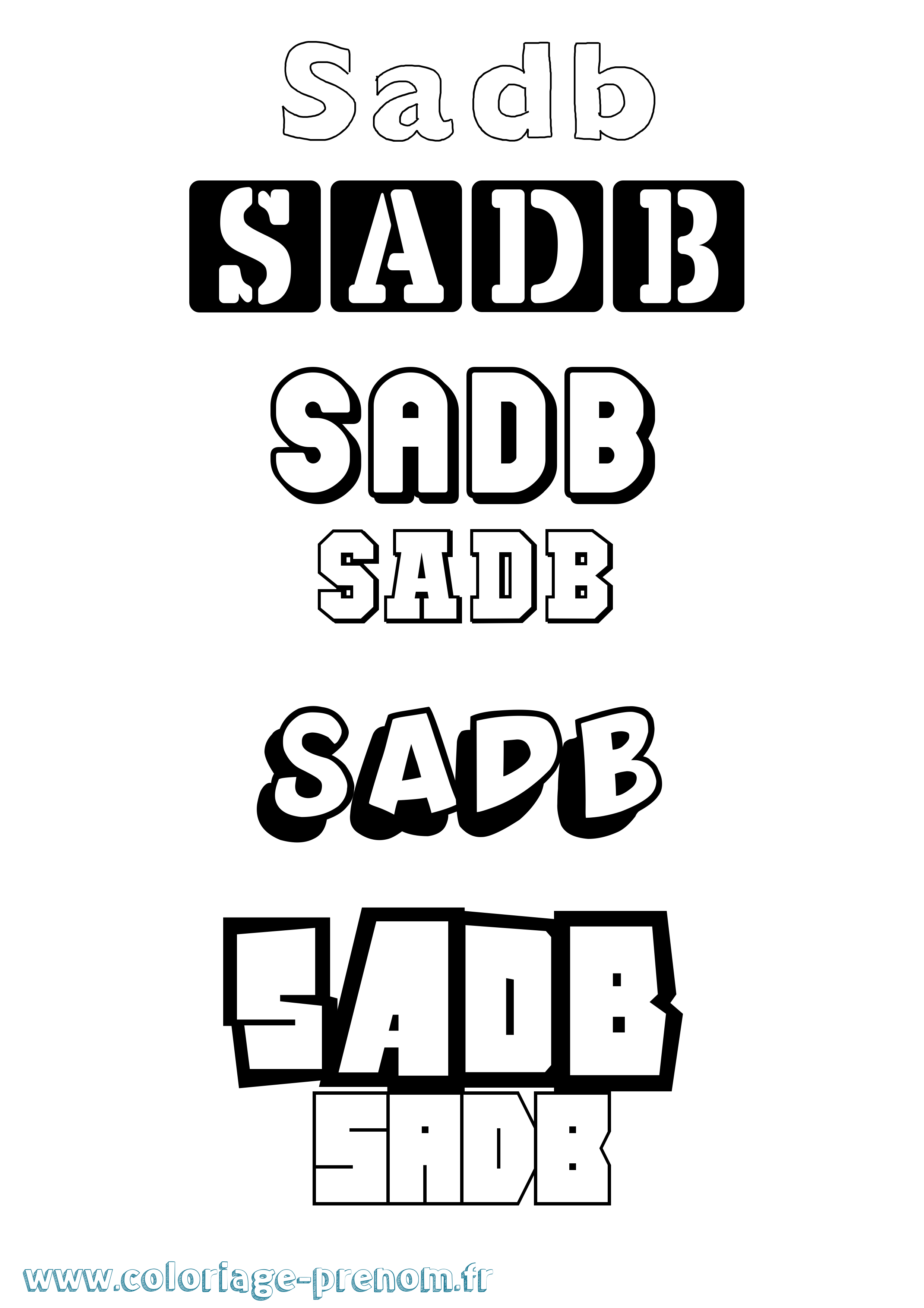 Coloriage prénom Sadb Simple