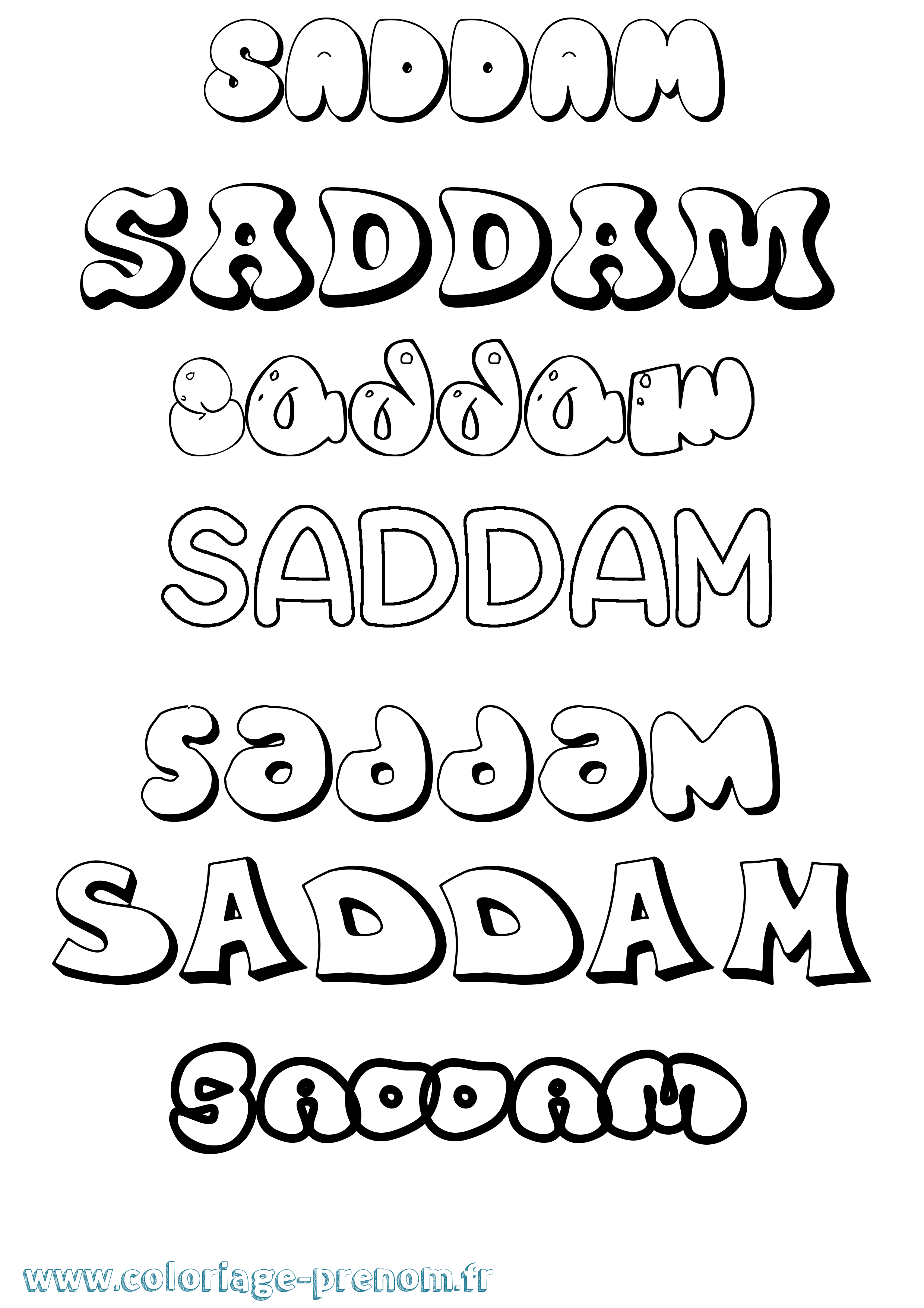 Coloriage prénom Saddam Bubble