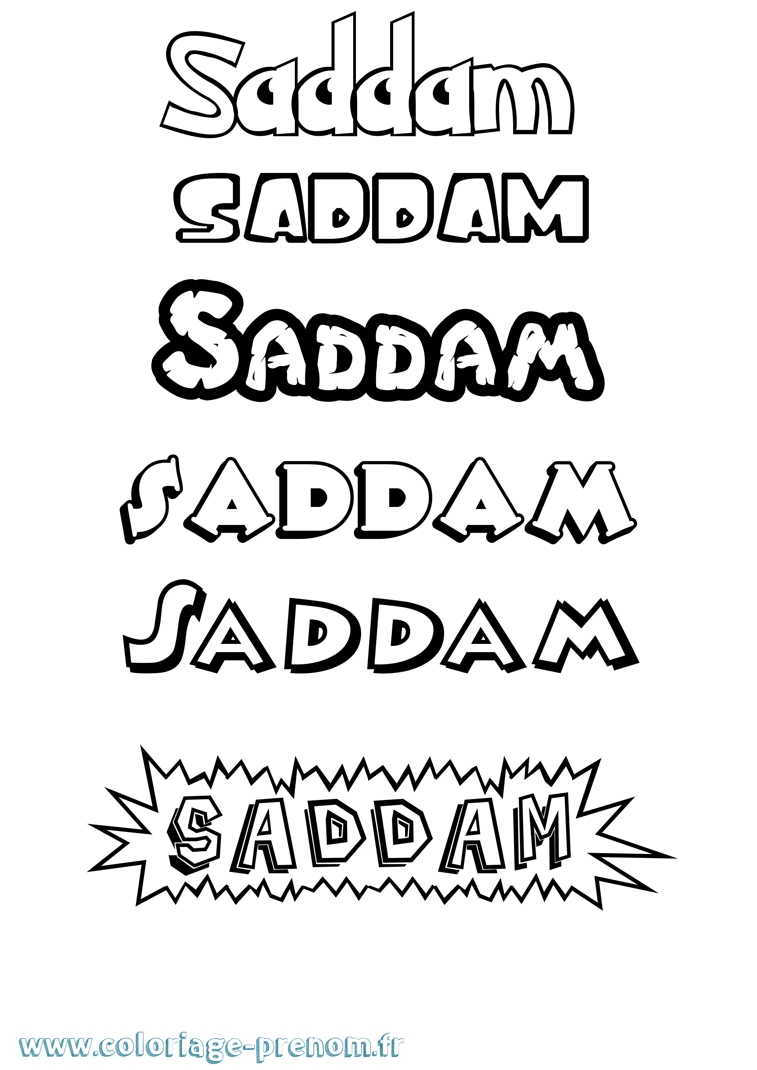 Coloriage prénom Saddam Dessin Animé