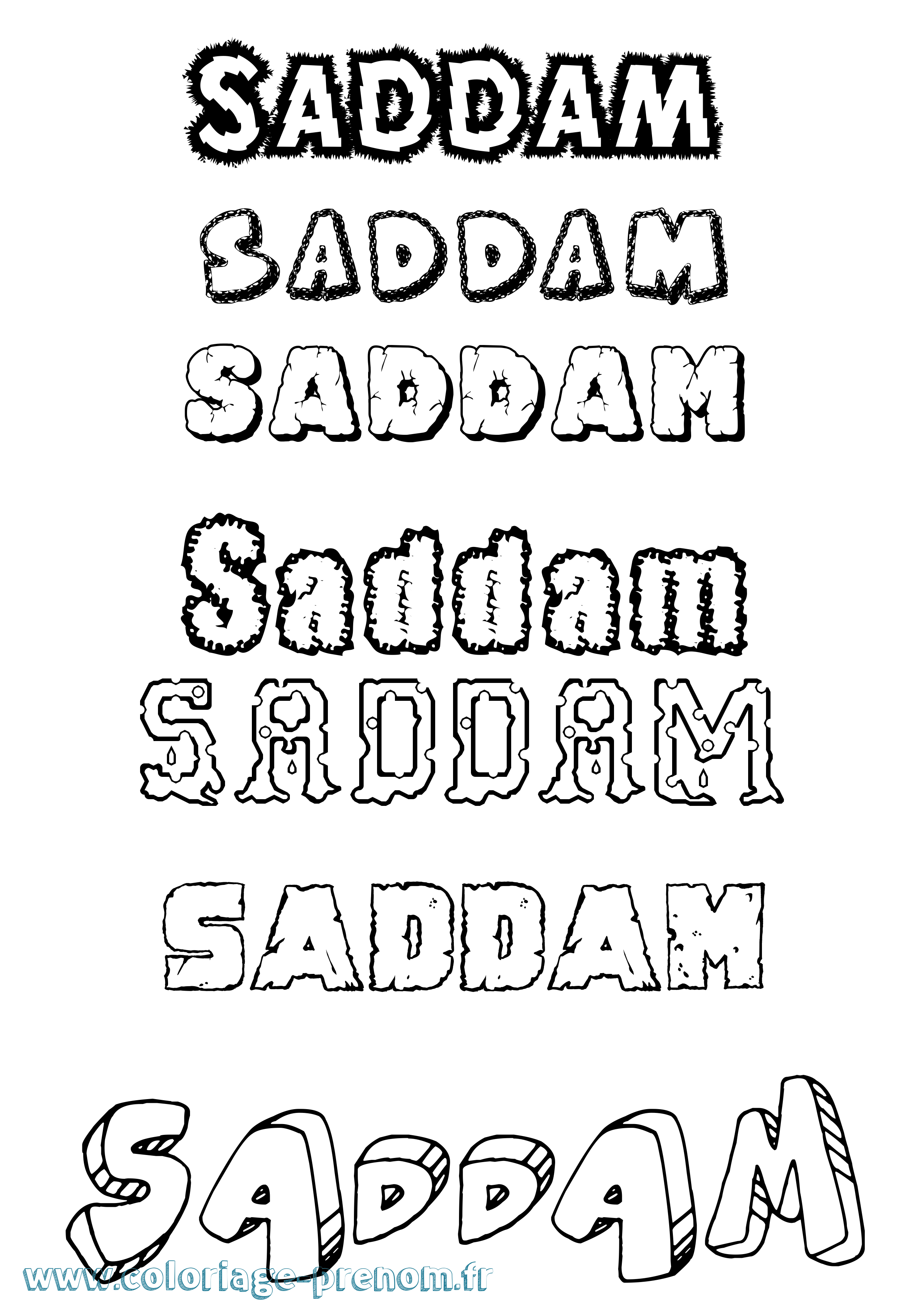 Coloriage prénom Saddam Destructuré