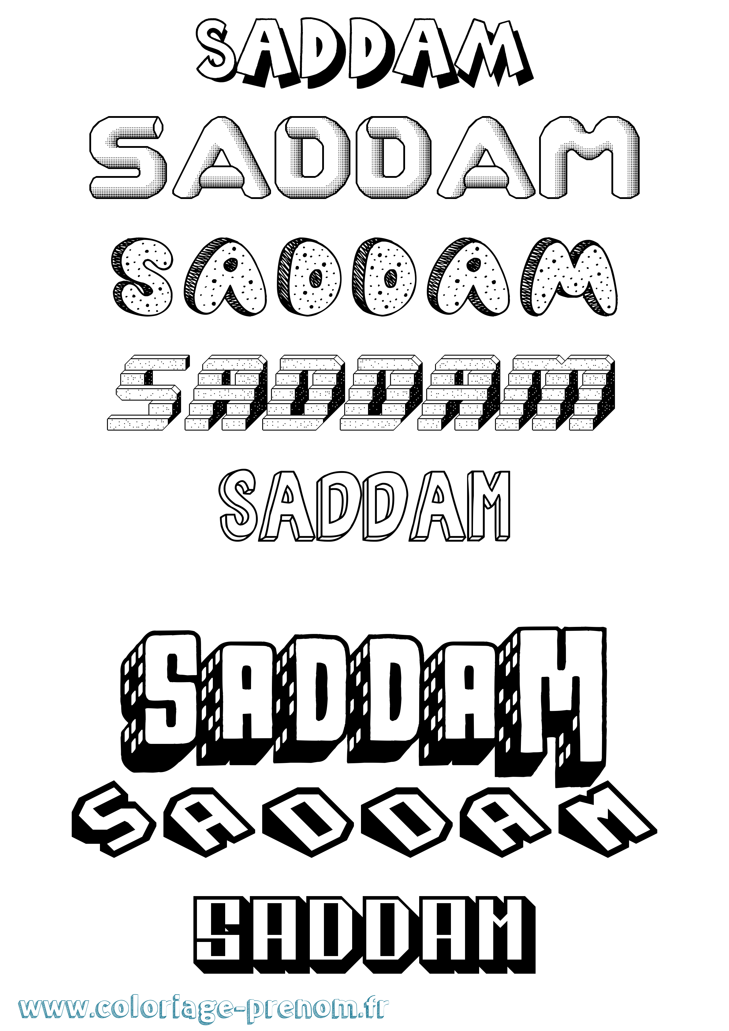 Coloriage prénom Saddam Effet 3D
