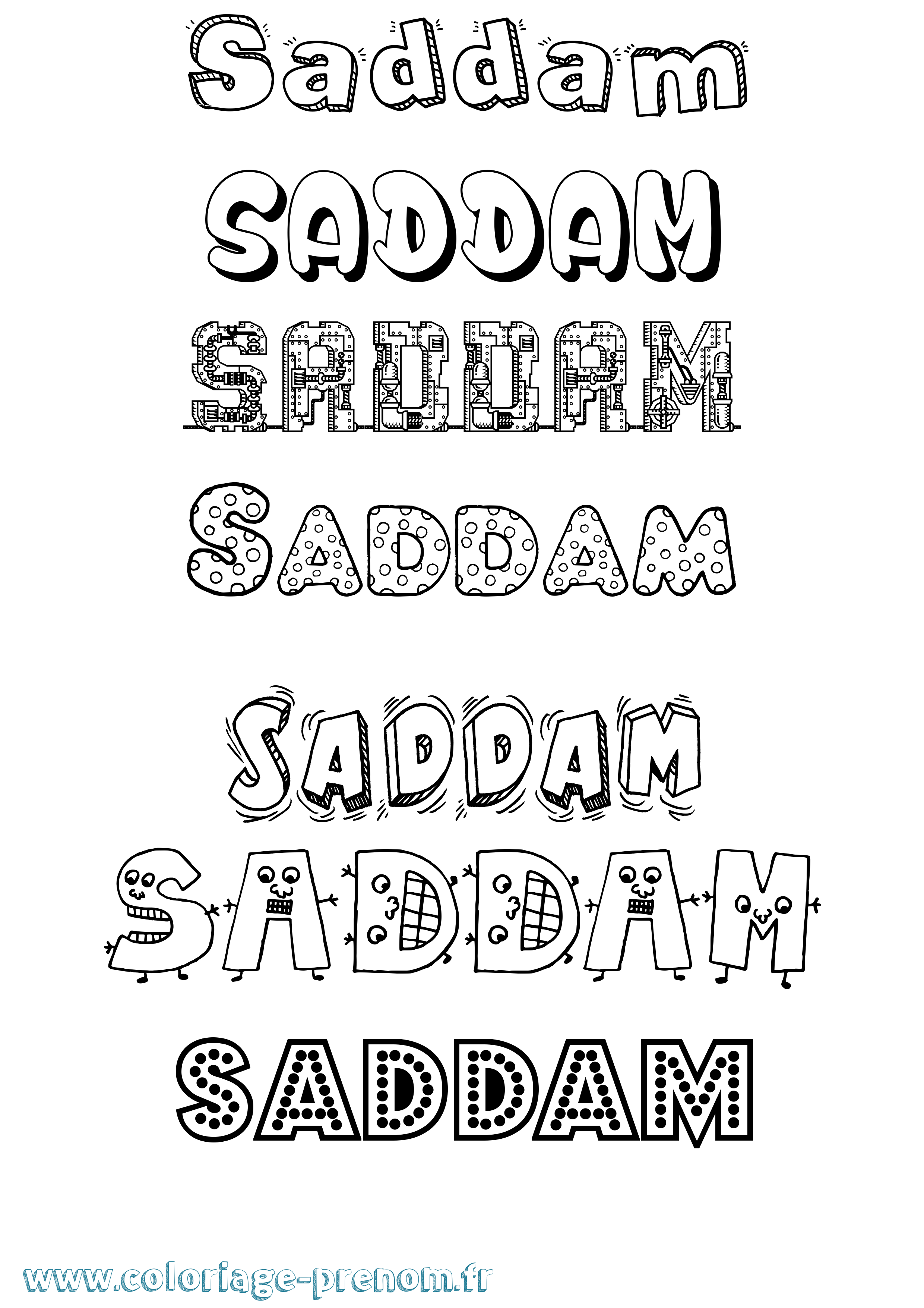 Coloriage prénom Saddam Fun