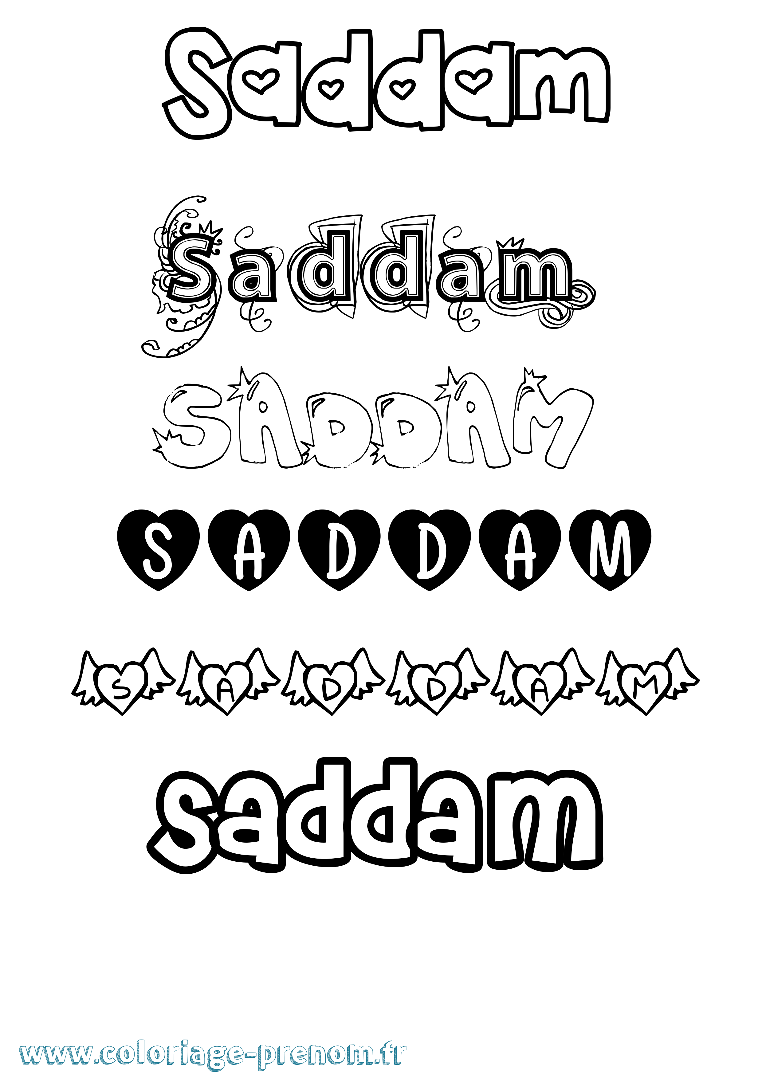 Coloriage prénom Saddam Girly
