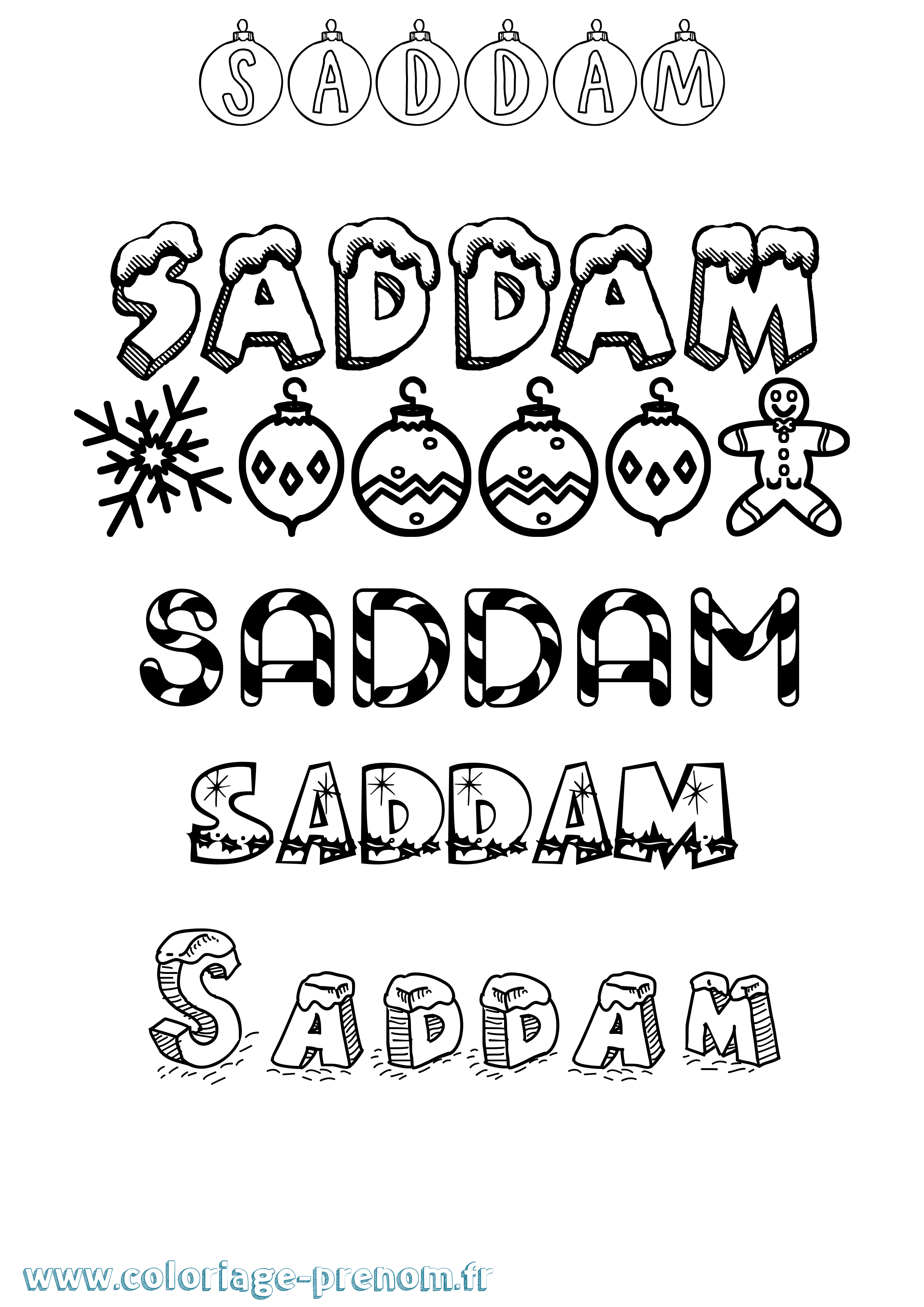 Coloriage prénom Saddam Noël