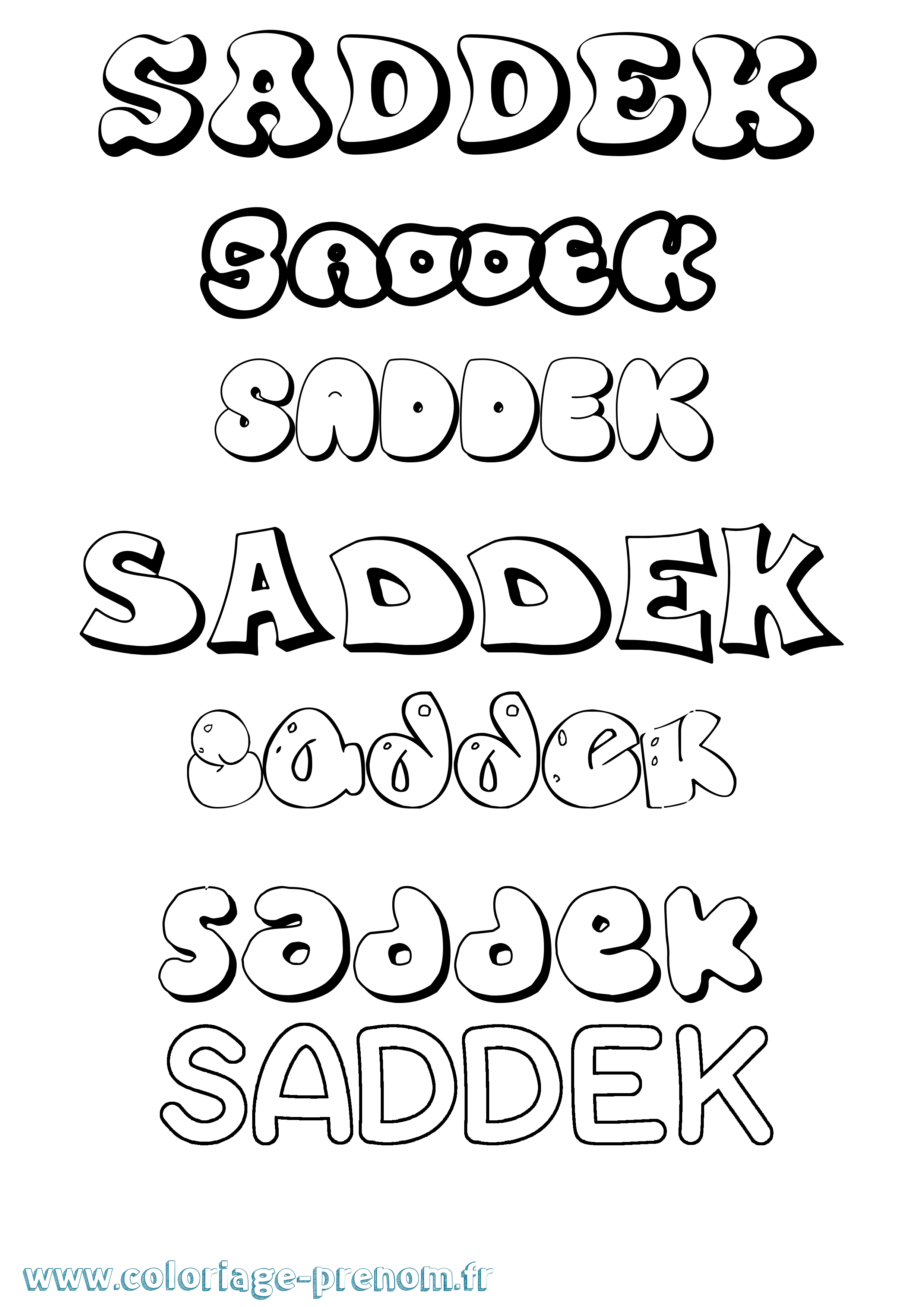Coloriage prénom Saddek Bubble
