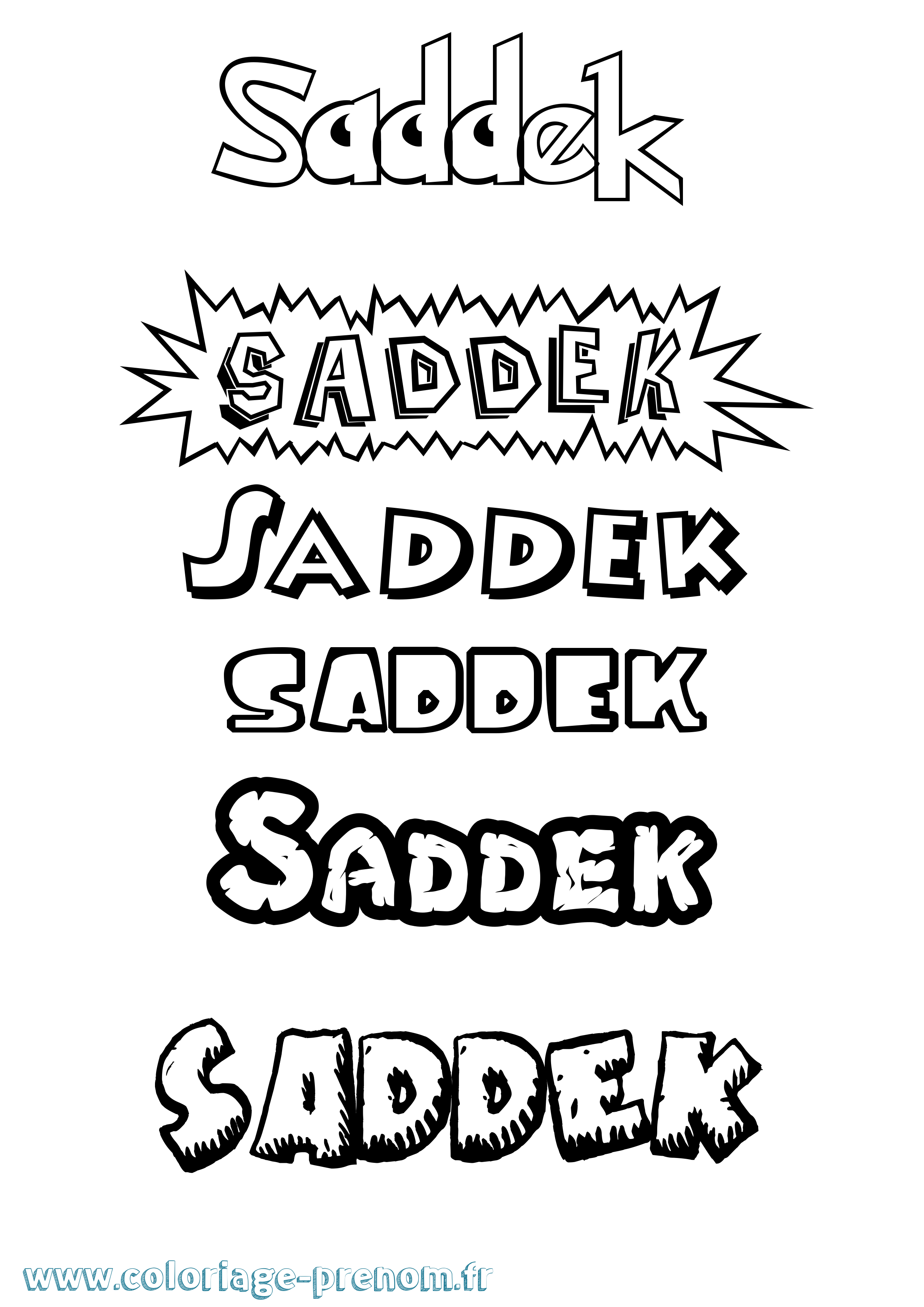 Coloriage prénom Saddek Dessin Animé
