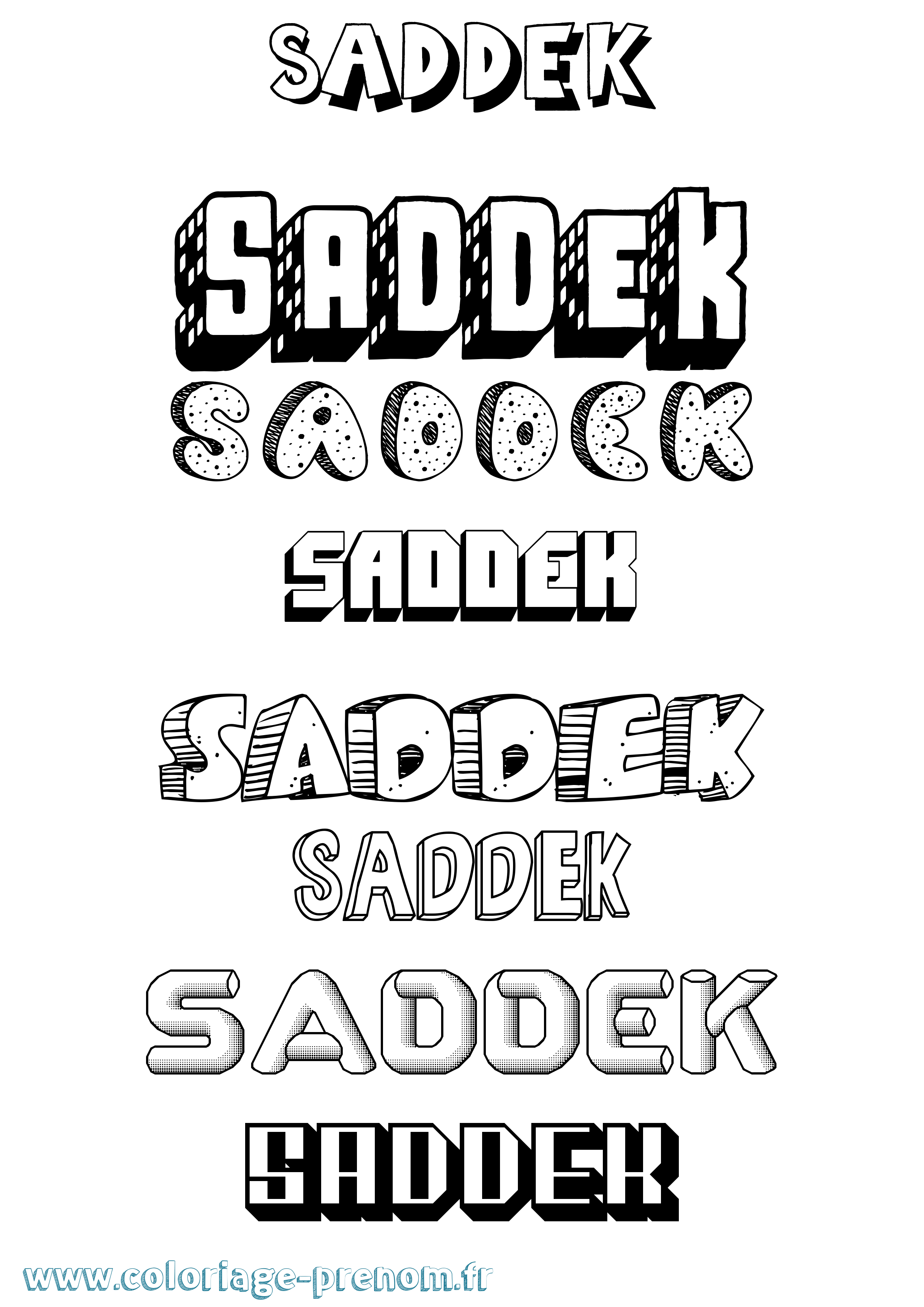 Coloriage prénom Saddek Effet 3D