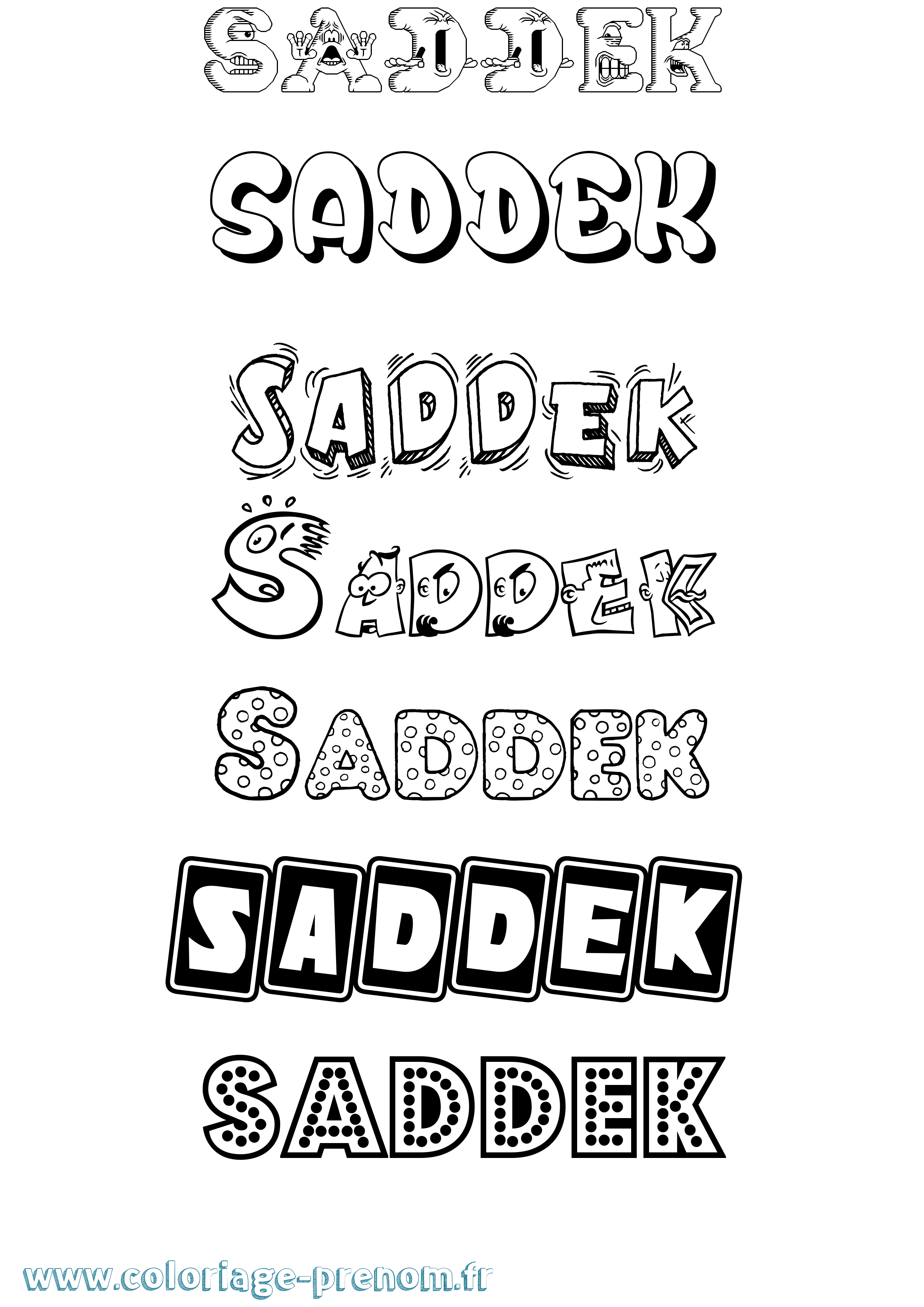Coloriage prénom Saddek Fun