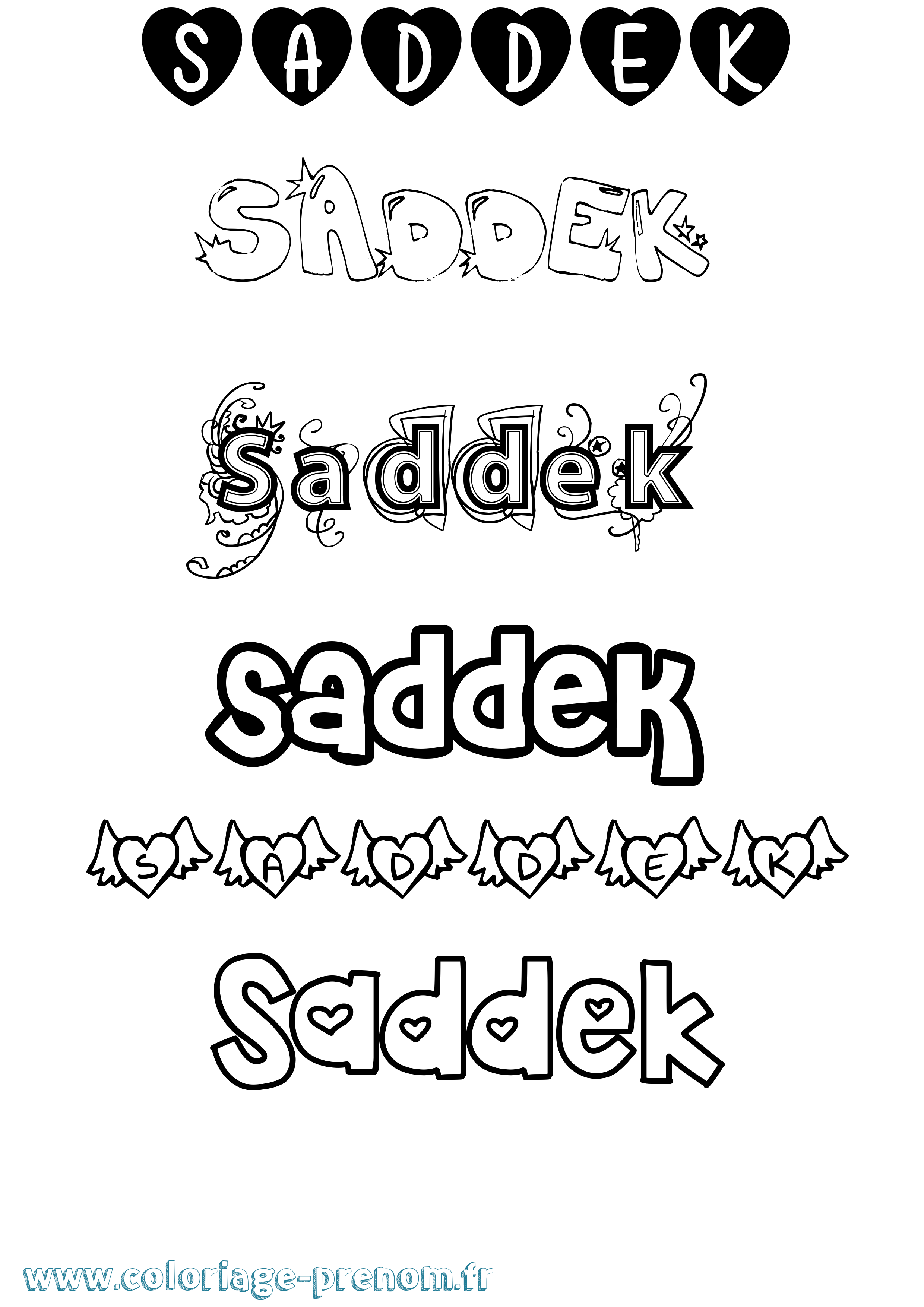 Coloriage prénom Saddek Girly