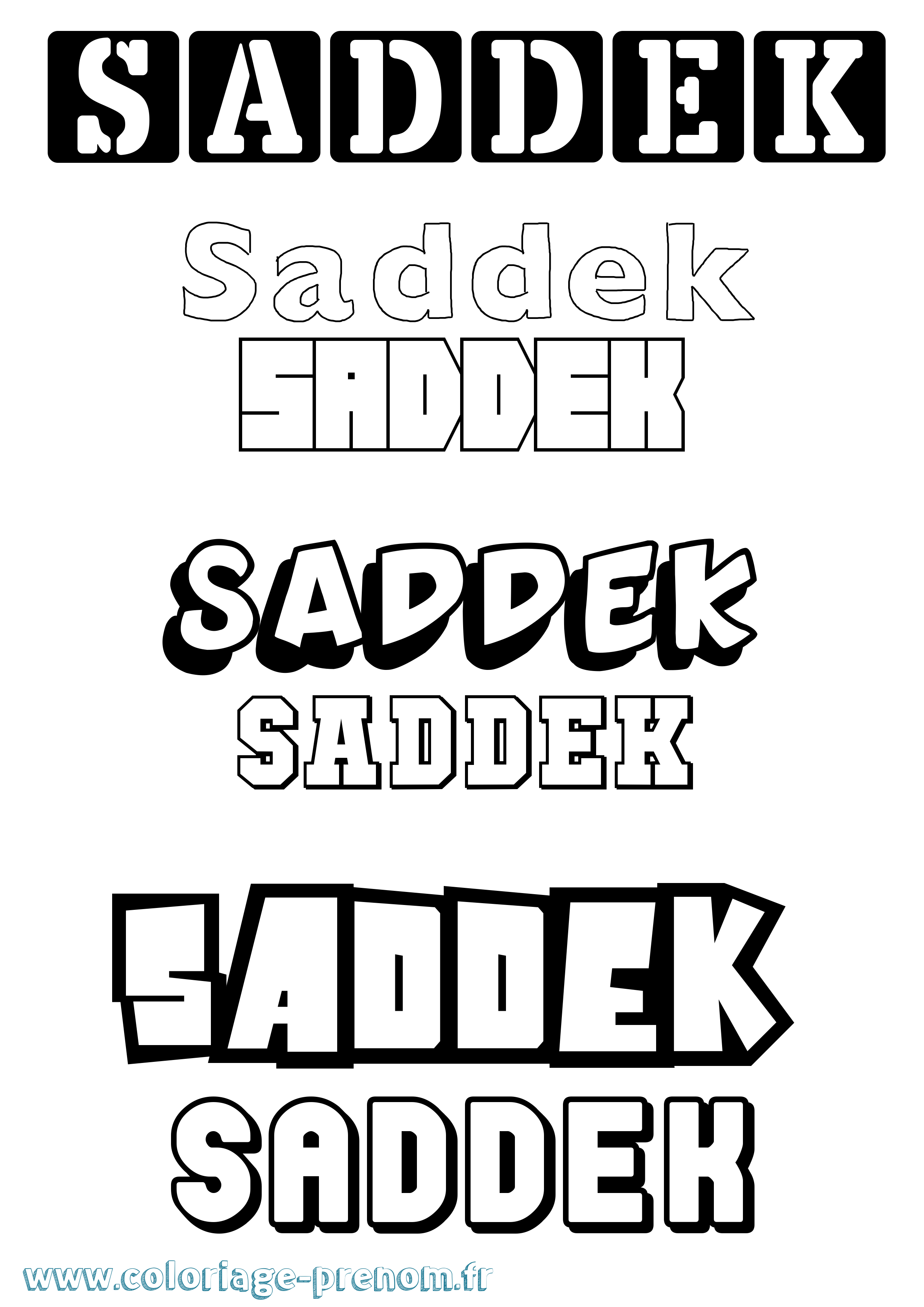 Coloriage prénom Saddek Simple