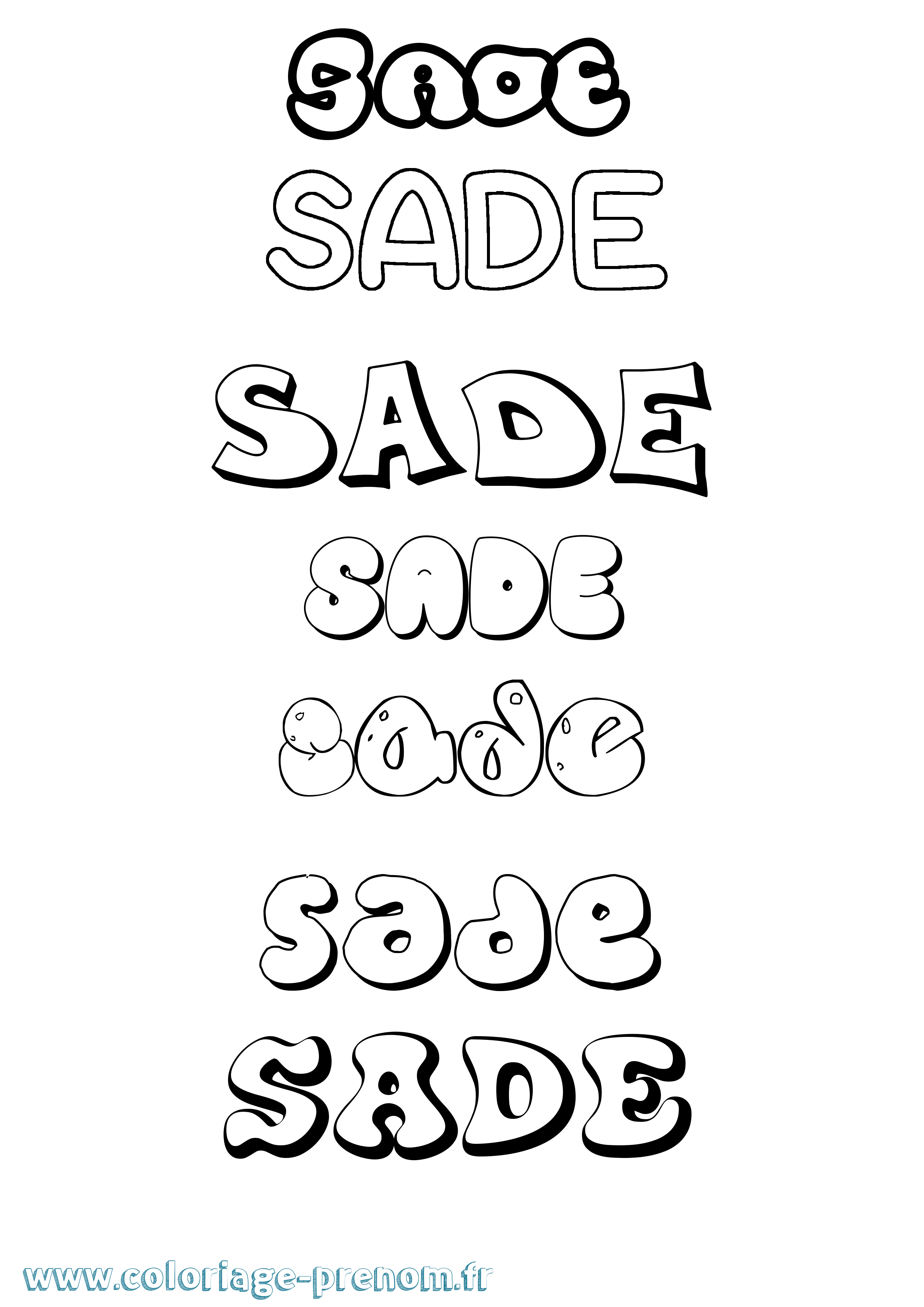 Coloriage Sade Bubble Coloriage prénom Sade Bubble