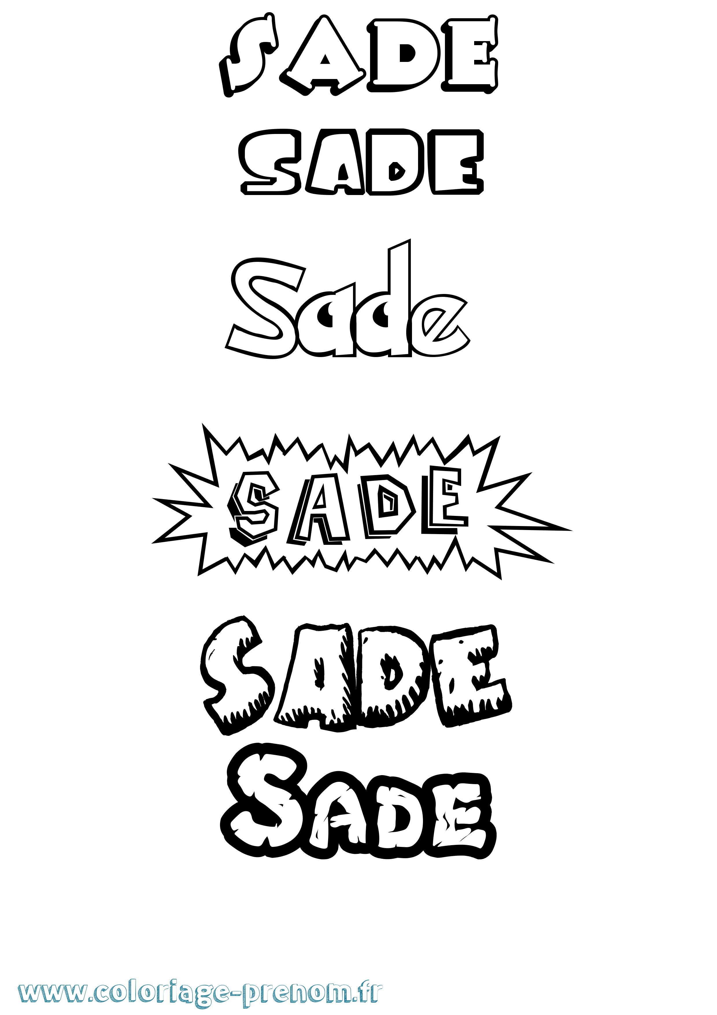 Coloriage Sade Dessin Animé Coloriage prénom Sade Dessin Animé
