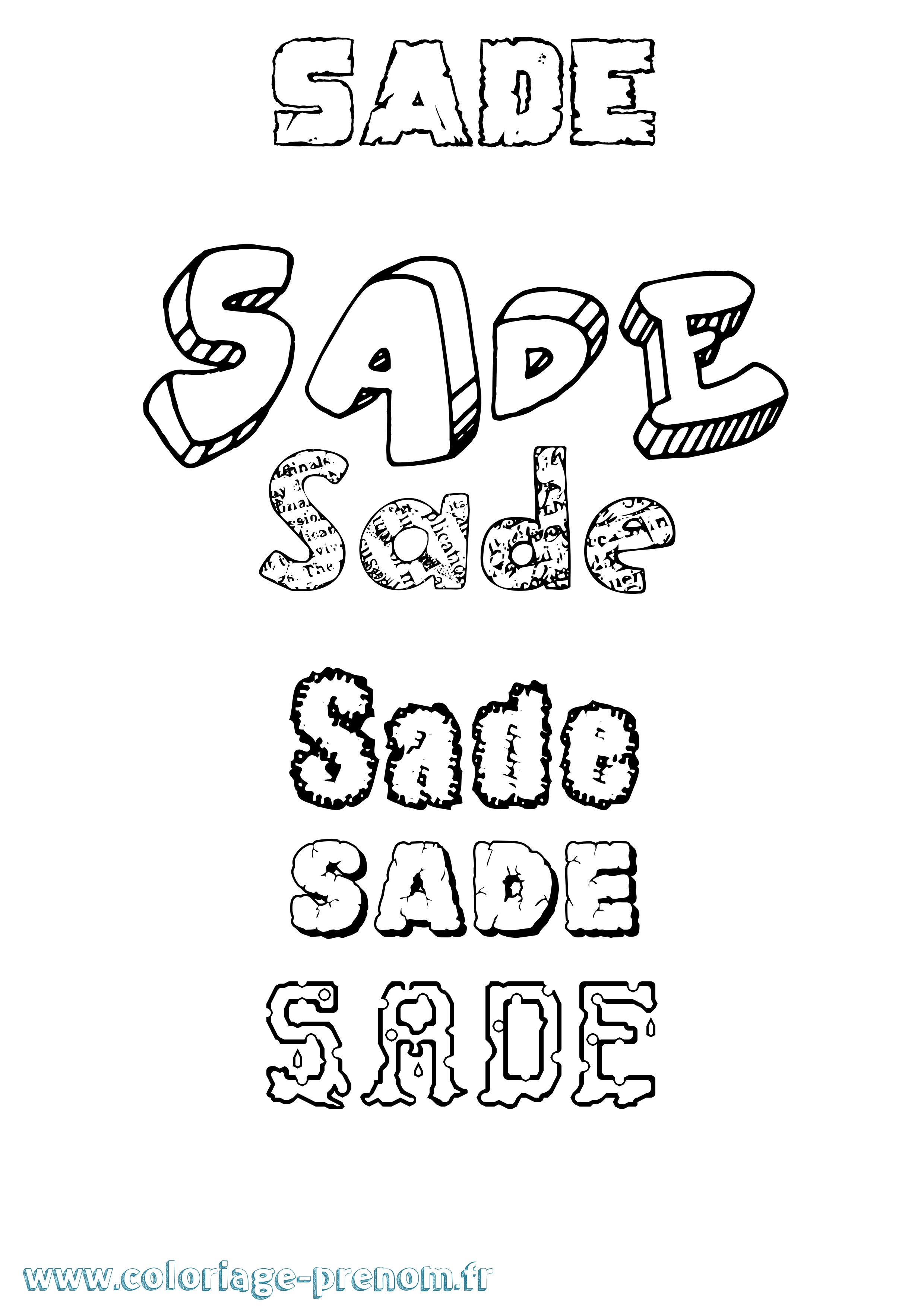 Coloriage Sade Destructuré Coloriage prénom Sade Destructuré
