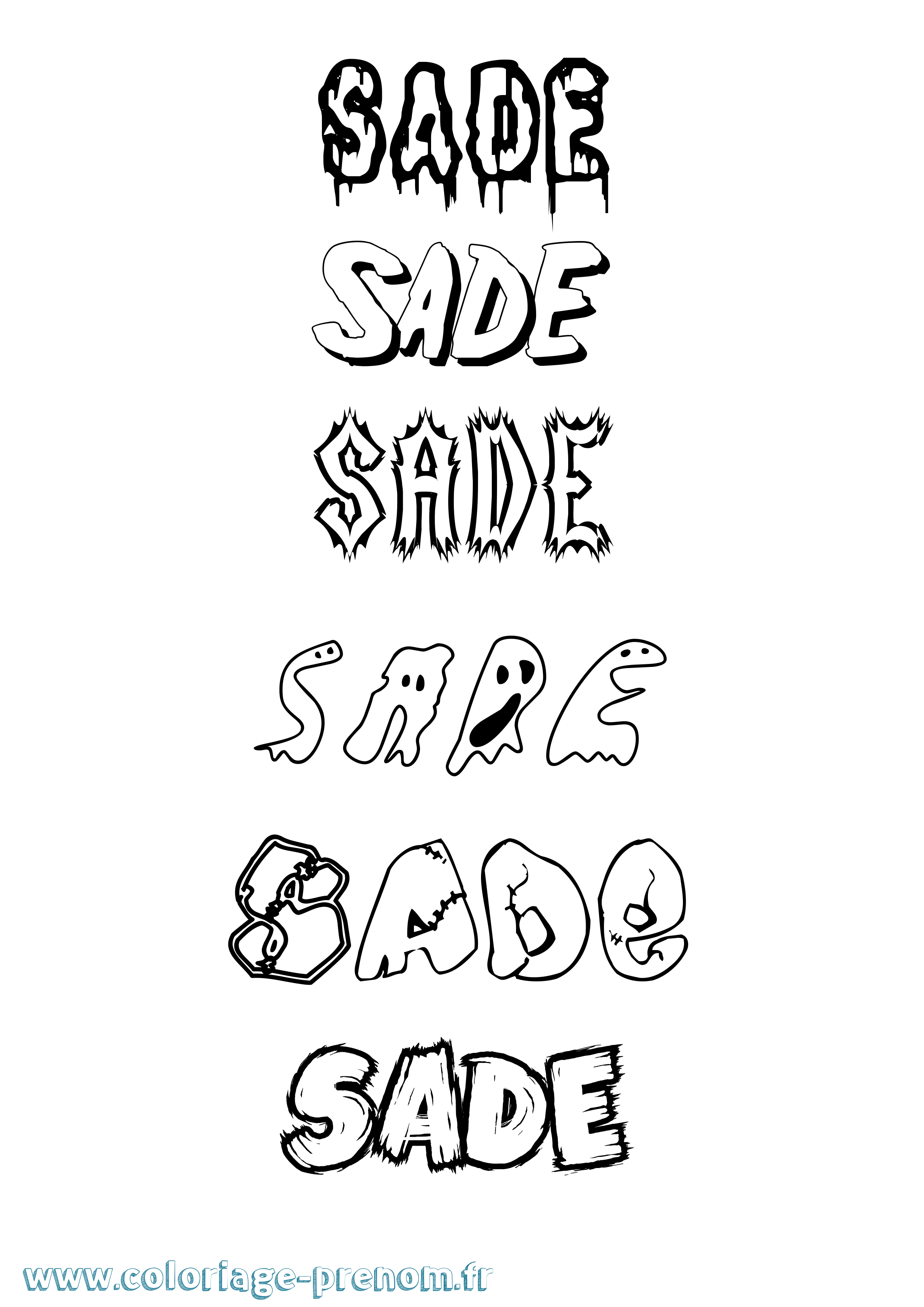 Coloriage Sade Frisson Coloriage prénom Sade Frisson
