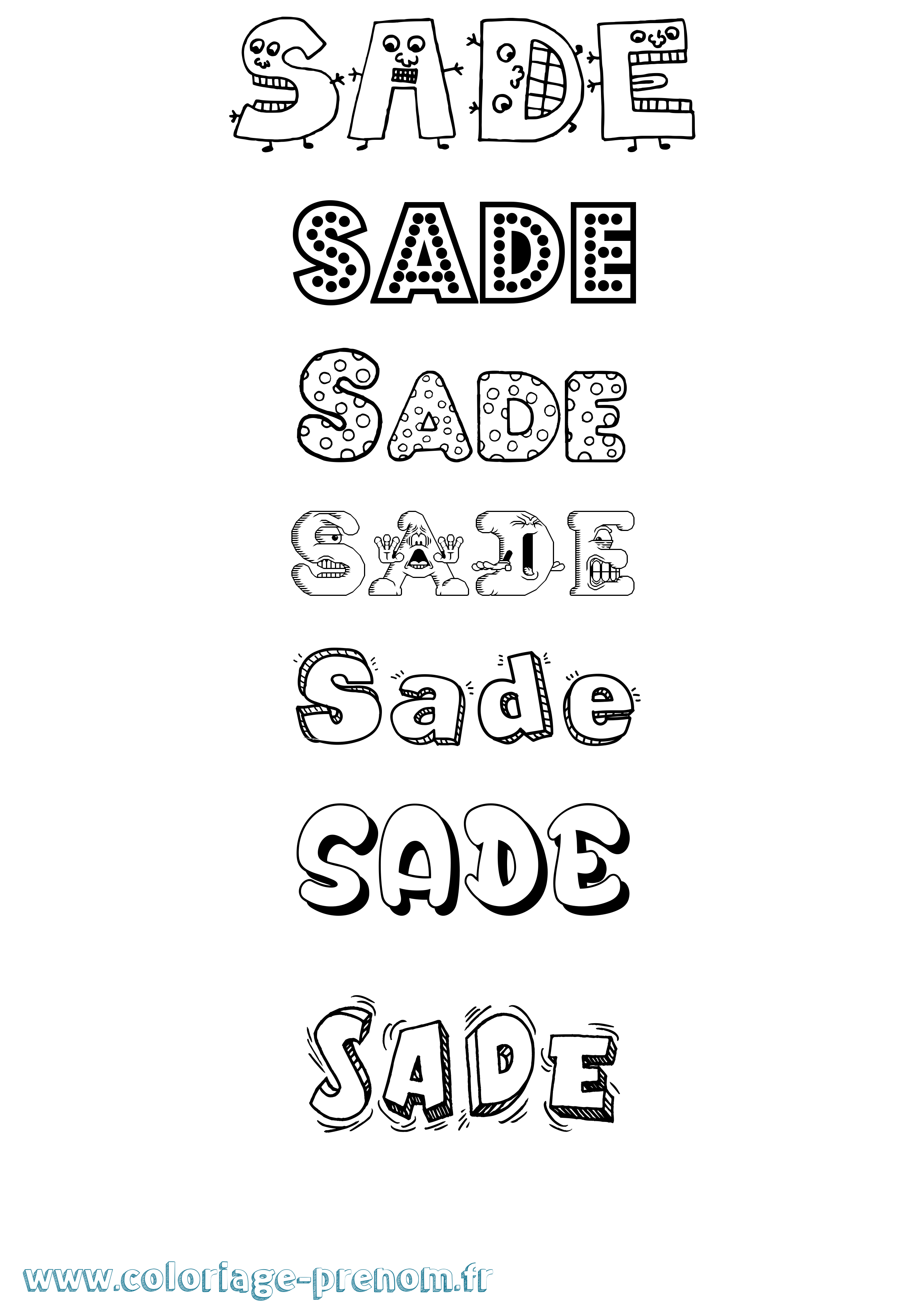 Coloriage Sade Fun Coloriage prénom Sade Fun