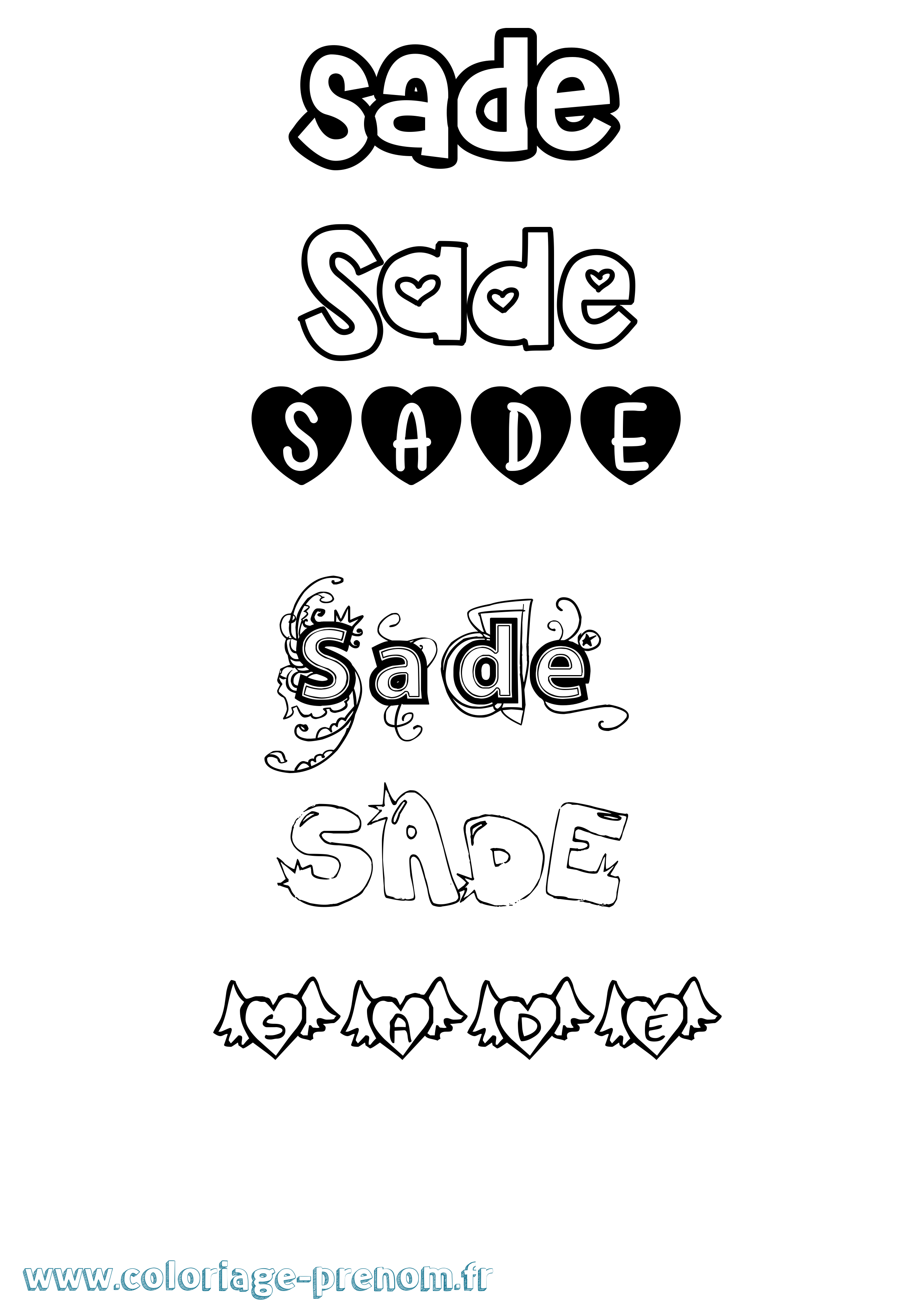 Coloriage Sade Girly Coloriage prénom Sade Girly
