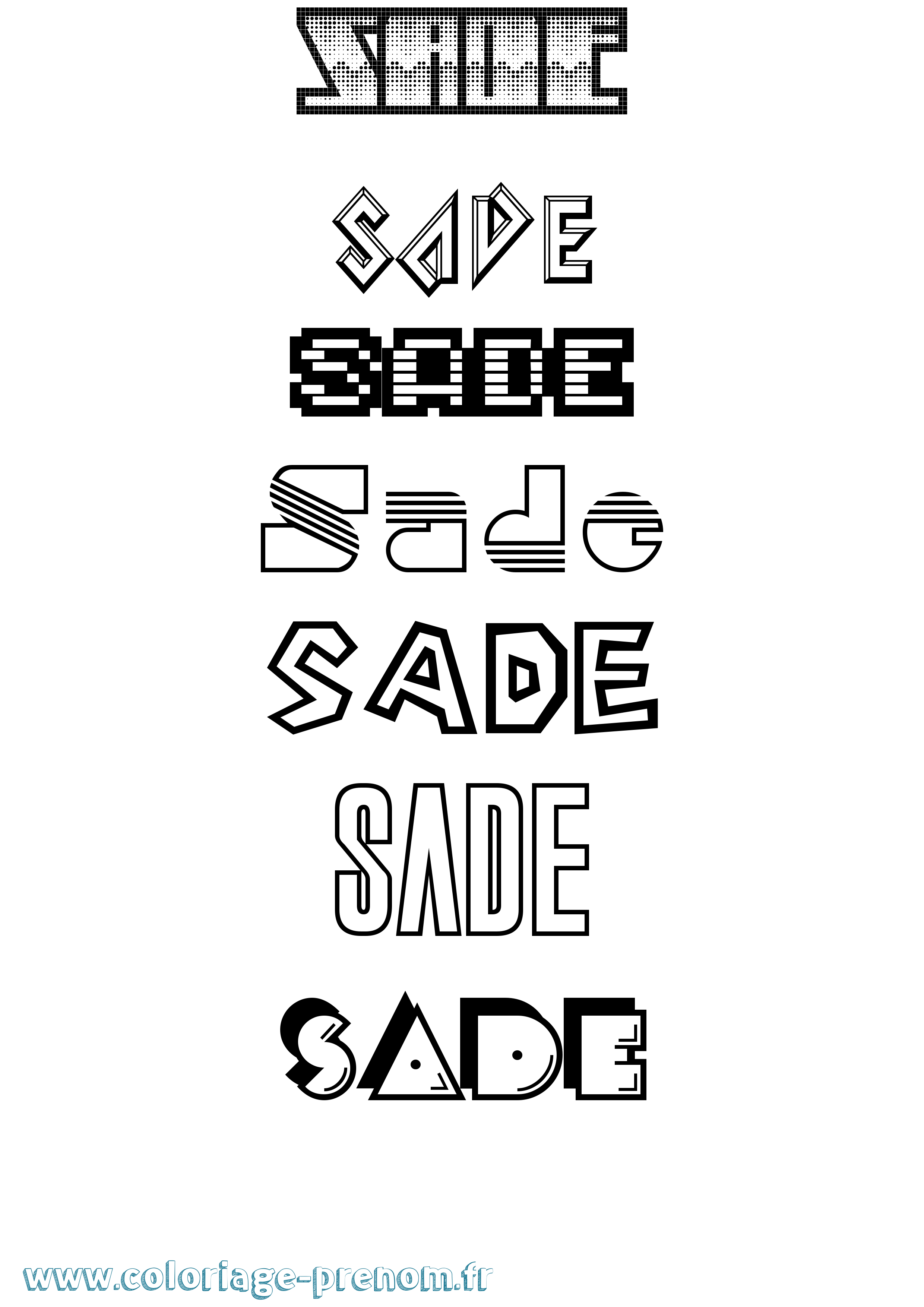 Coloriage Sade Jeux Vidéos Coloriage prénom Sade Jeux Vidéos