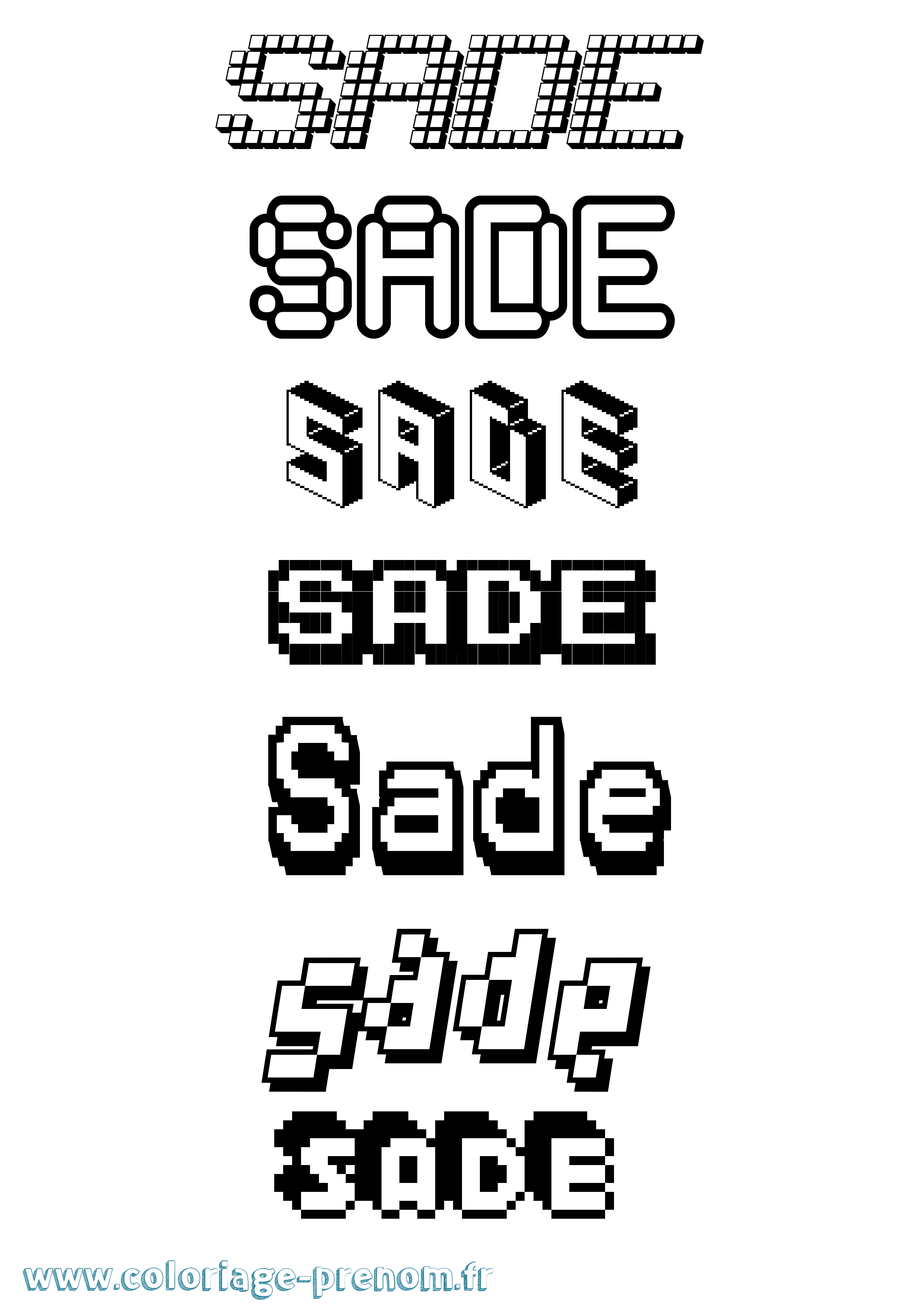 Coloriage Sade Pixel Coloriage prénom Sade Pixel