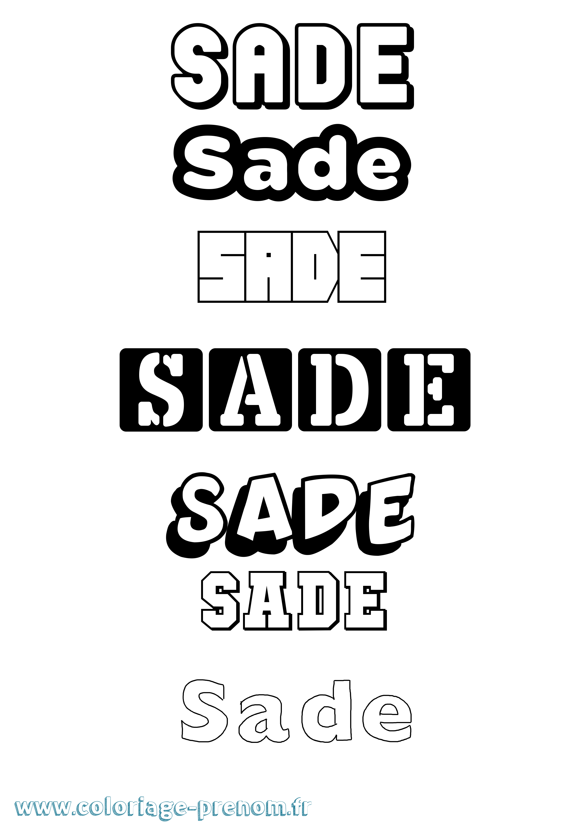 Coloriage Sade Simple Coloriage prénom Sade Simple