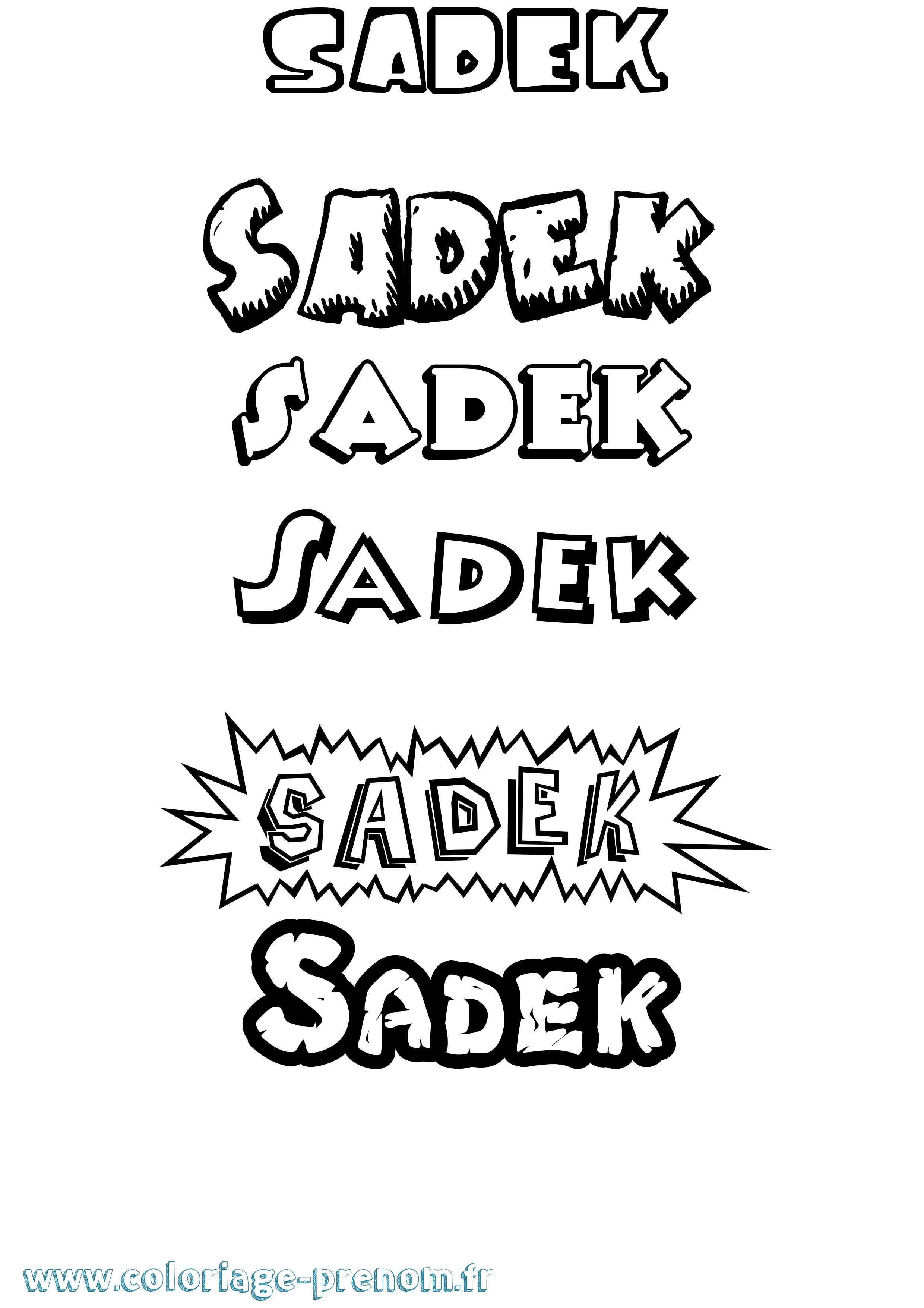Coloriage prénom Sadek Dessin Animé