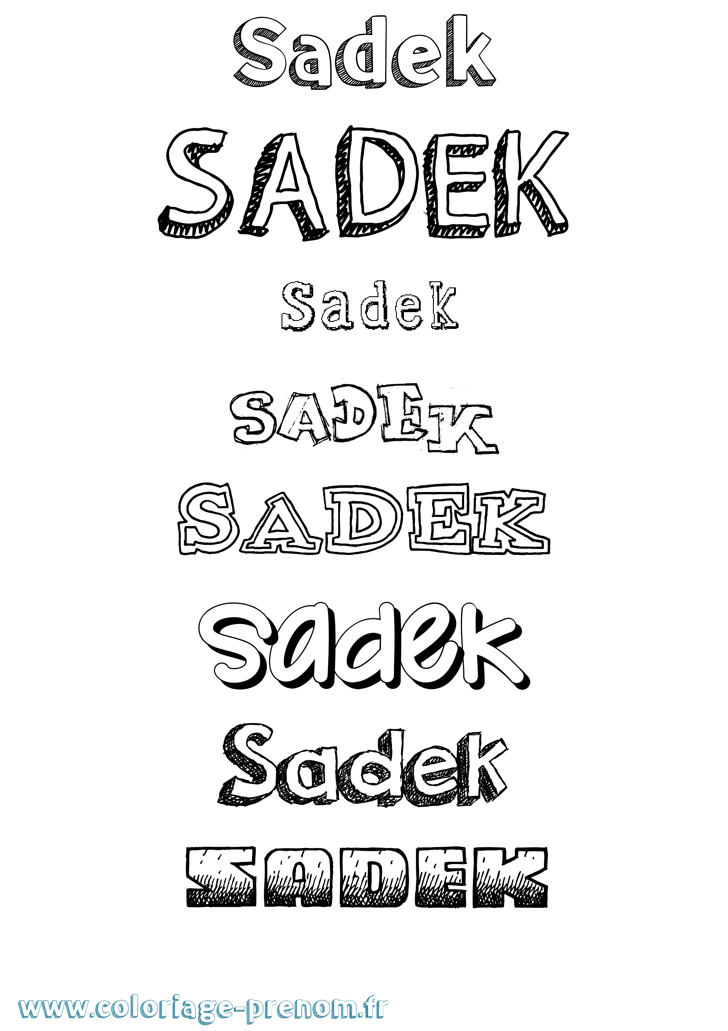 Coloriage prénom Sadek Dessiné