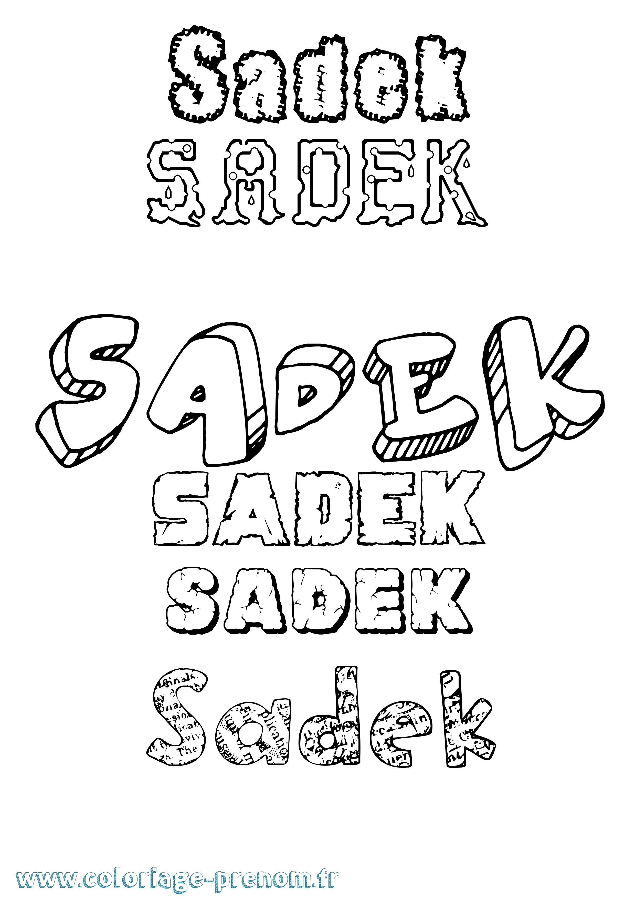 Coloriage prénom Sadek Destructuré