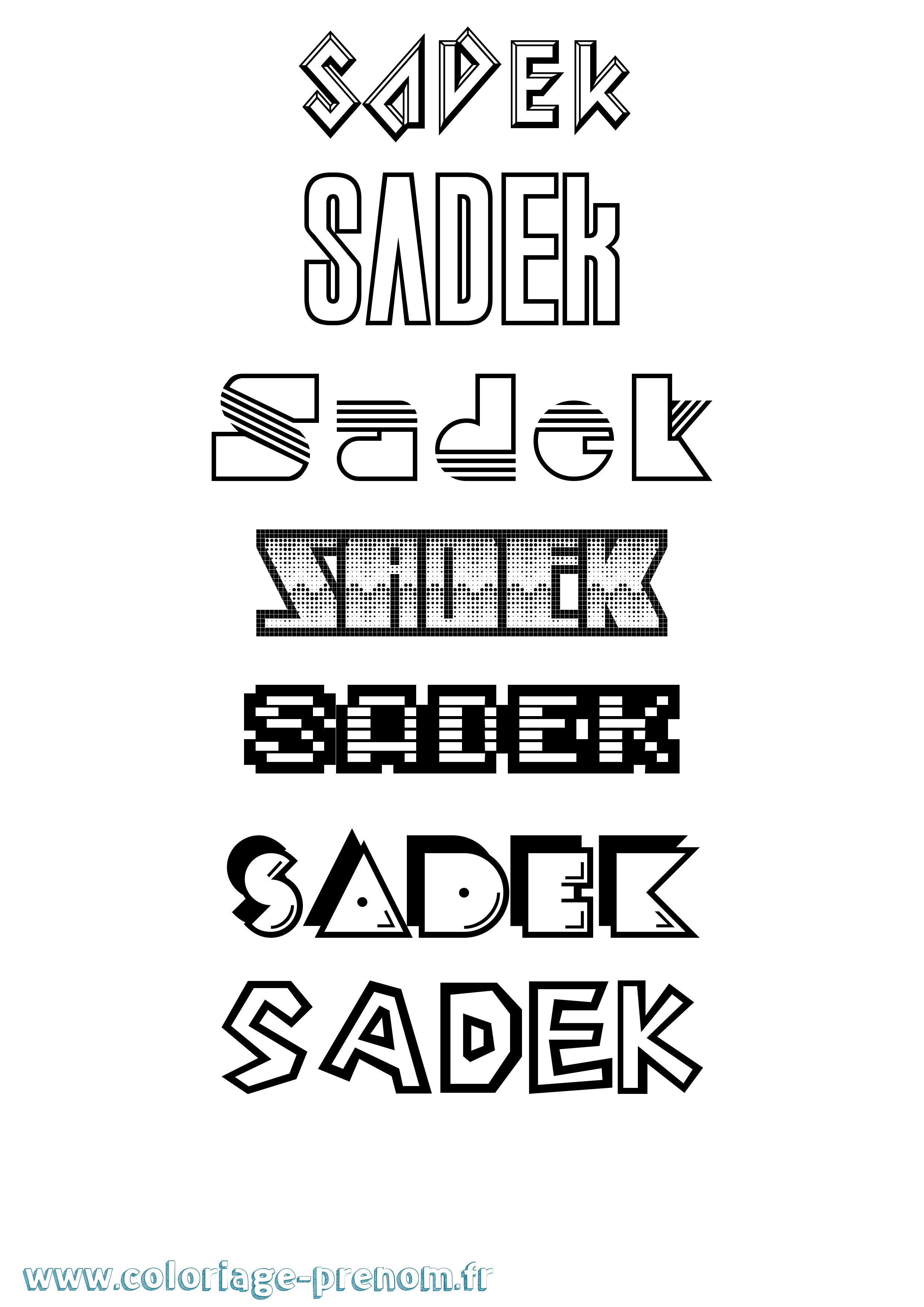 Coloriage prénom Sadek Jeux Vidéos