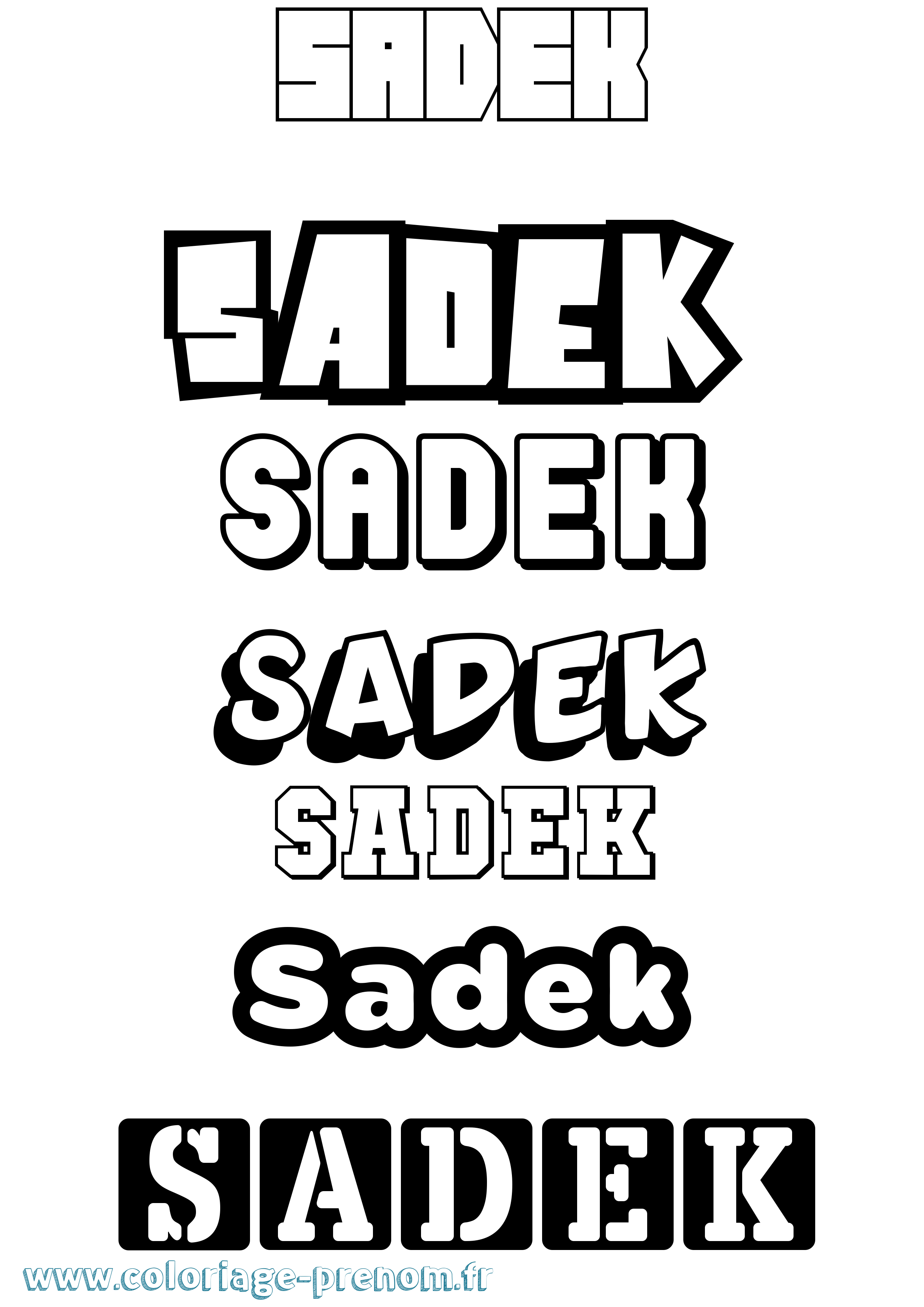 Coloriage prénom Sadek Simple
