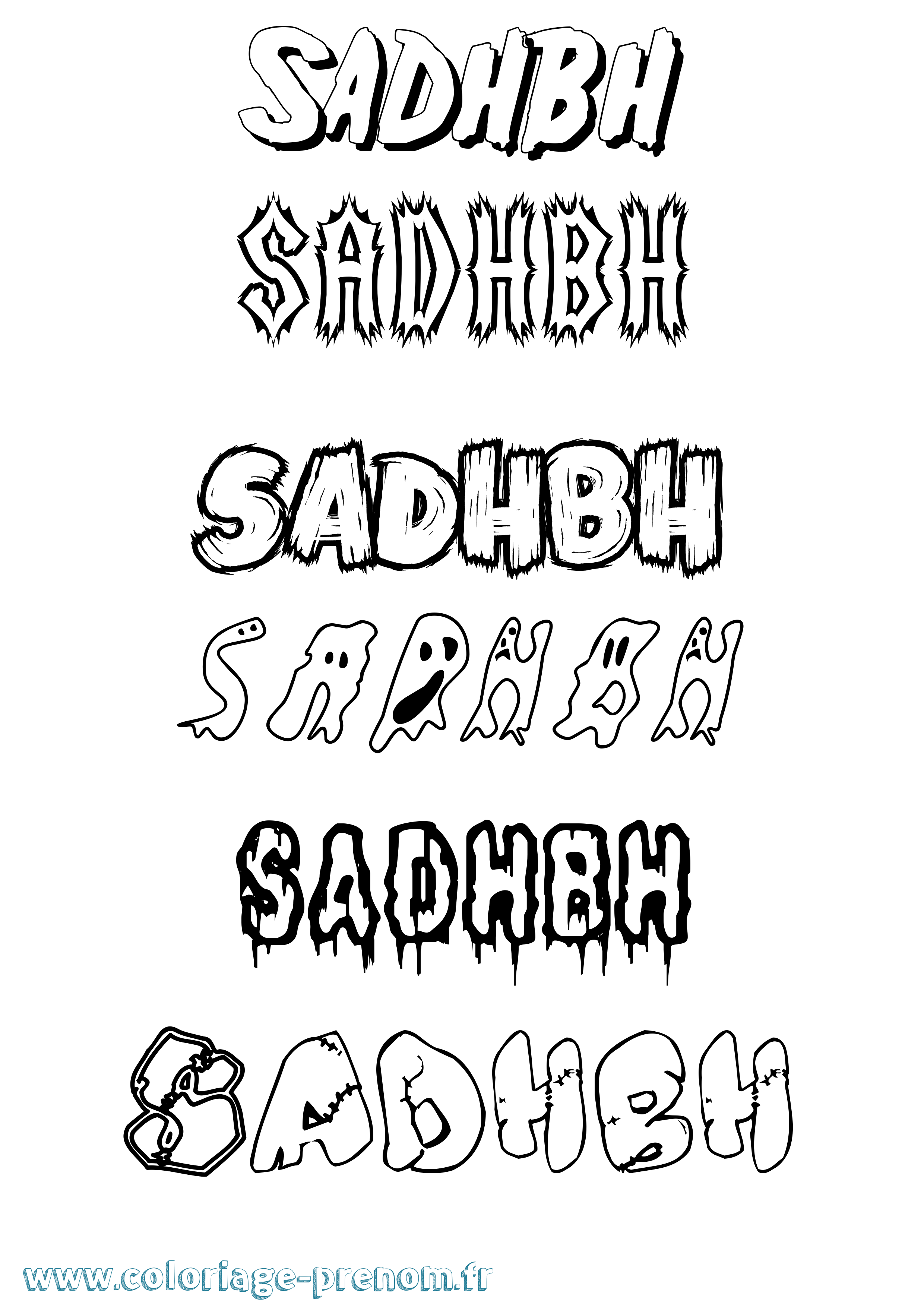 Coloriage prénom Sadhbh Frisson
