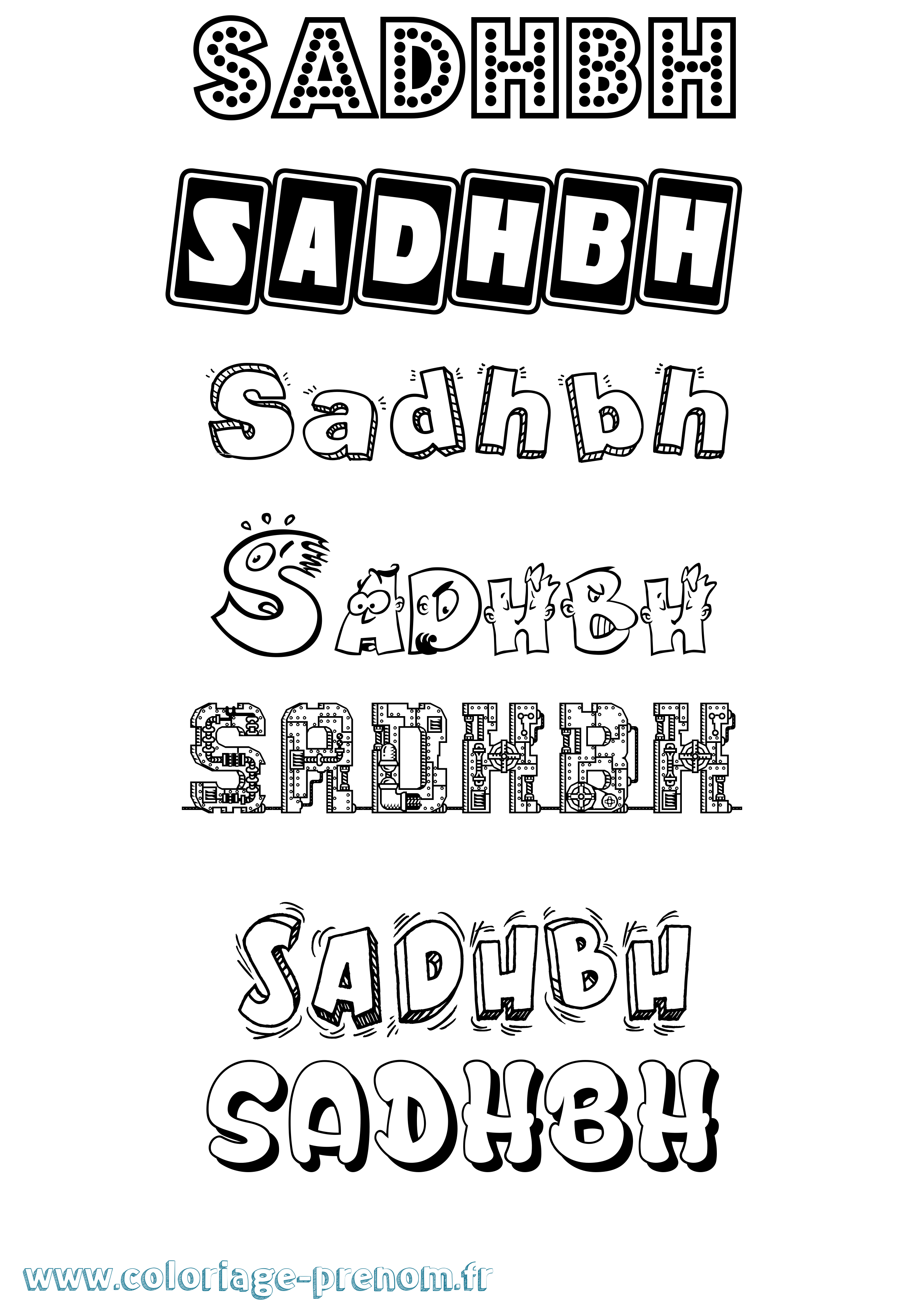 Coloriage prénom Sadhbh Fun