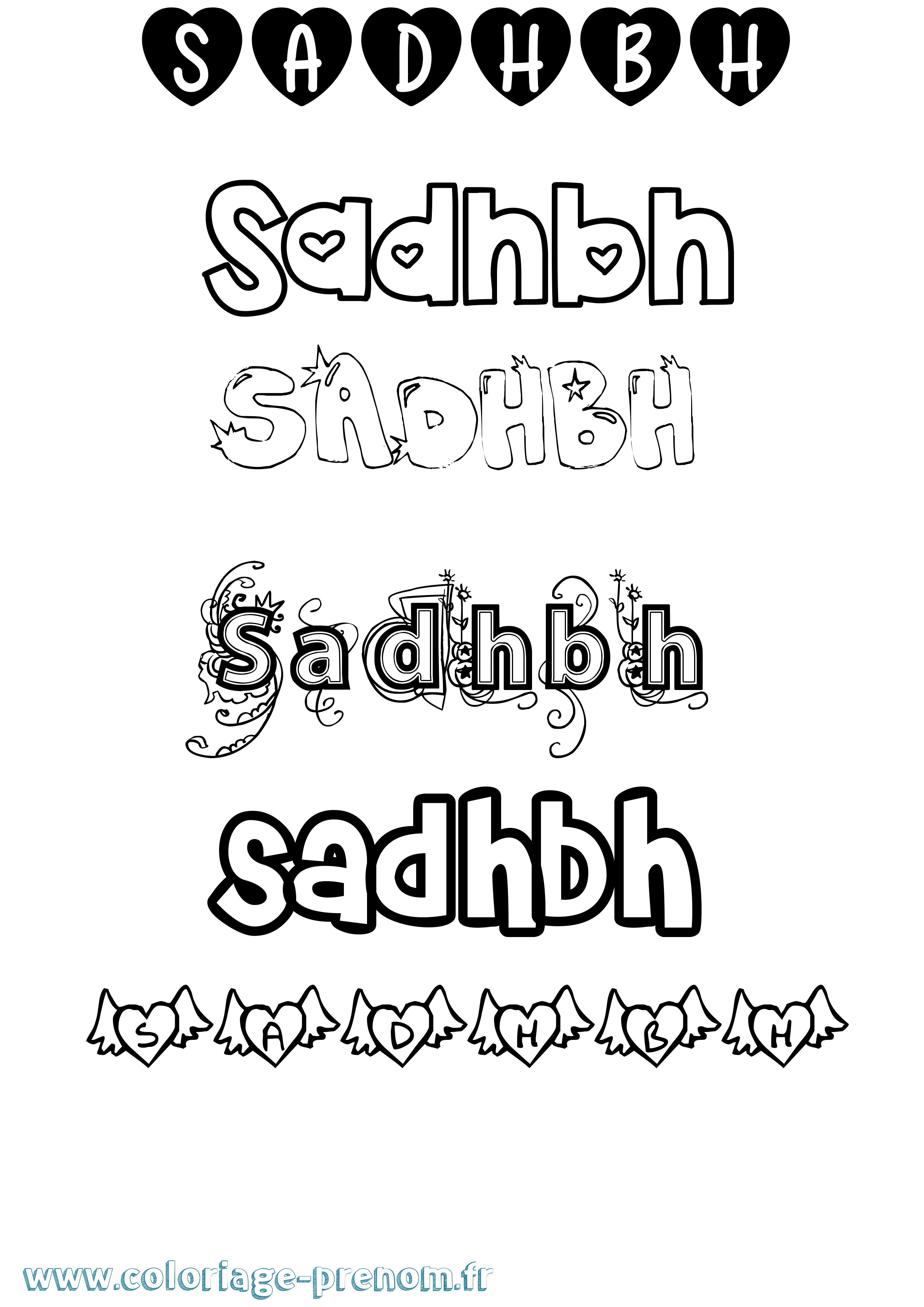 Coloriage prénom Sadhbh Girly