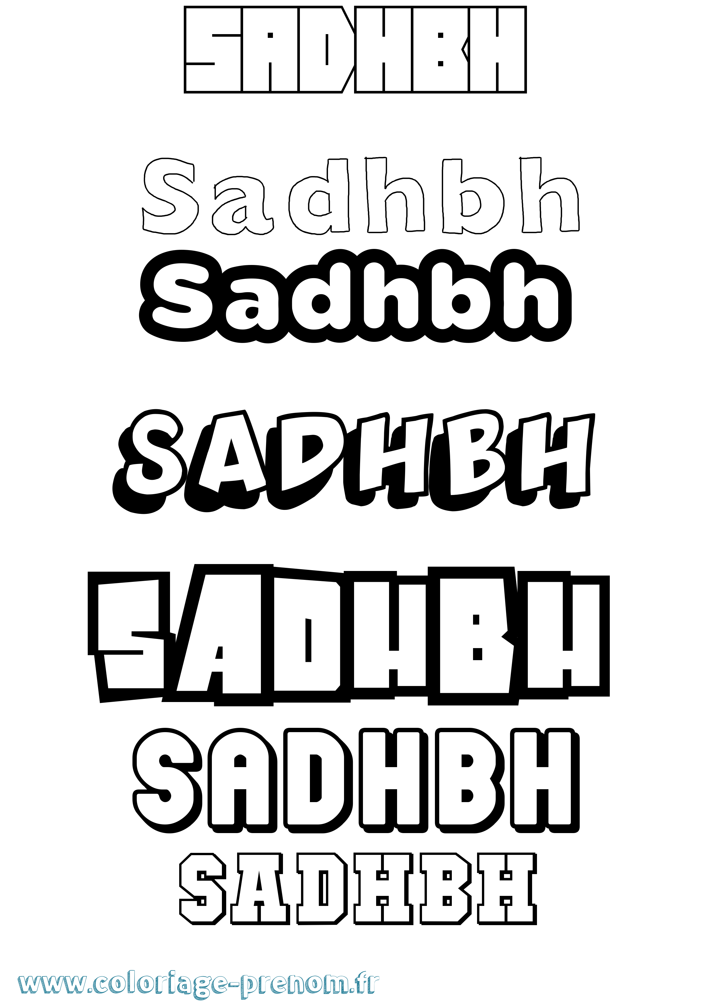 Coloriage prénom Sadhbh Simple