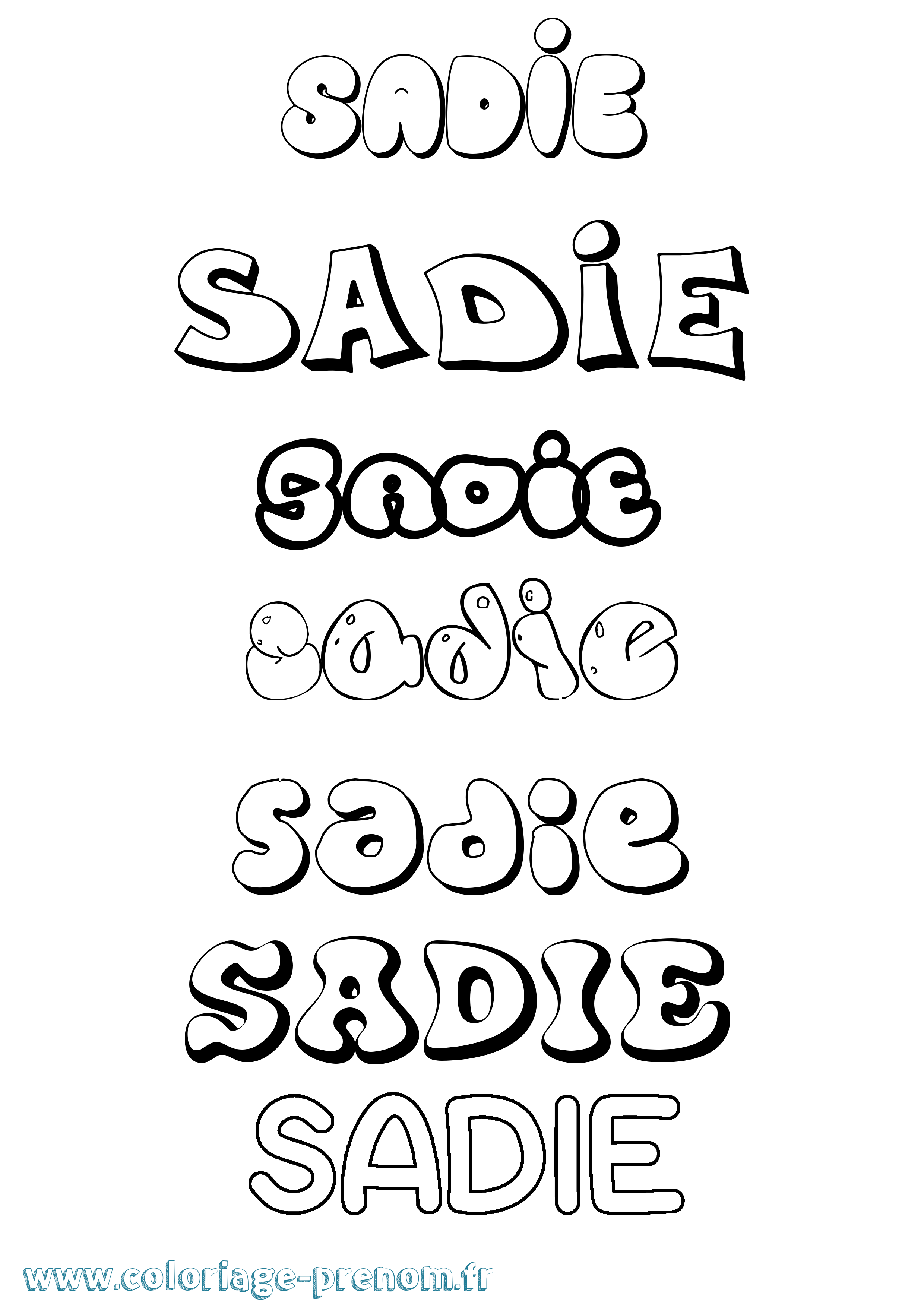 Coloriage prénom Sadie Bubble