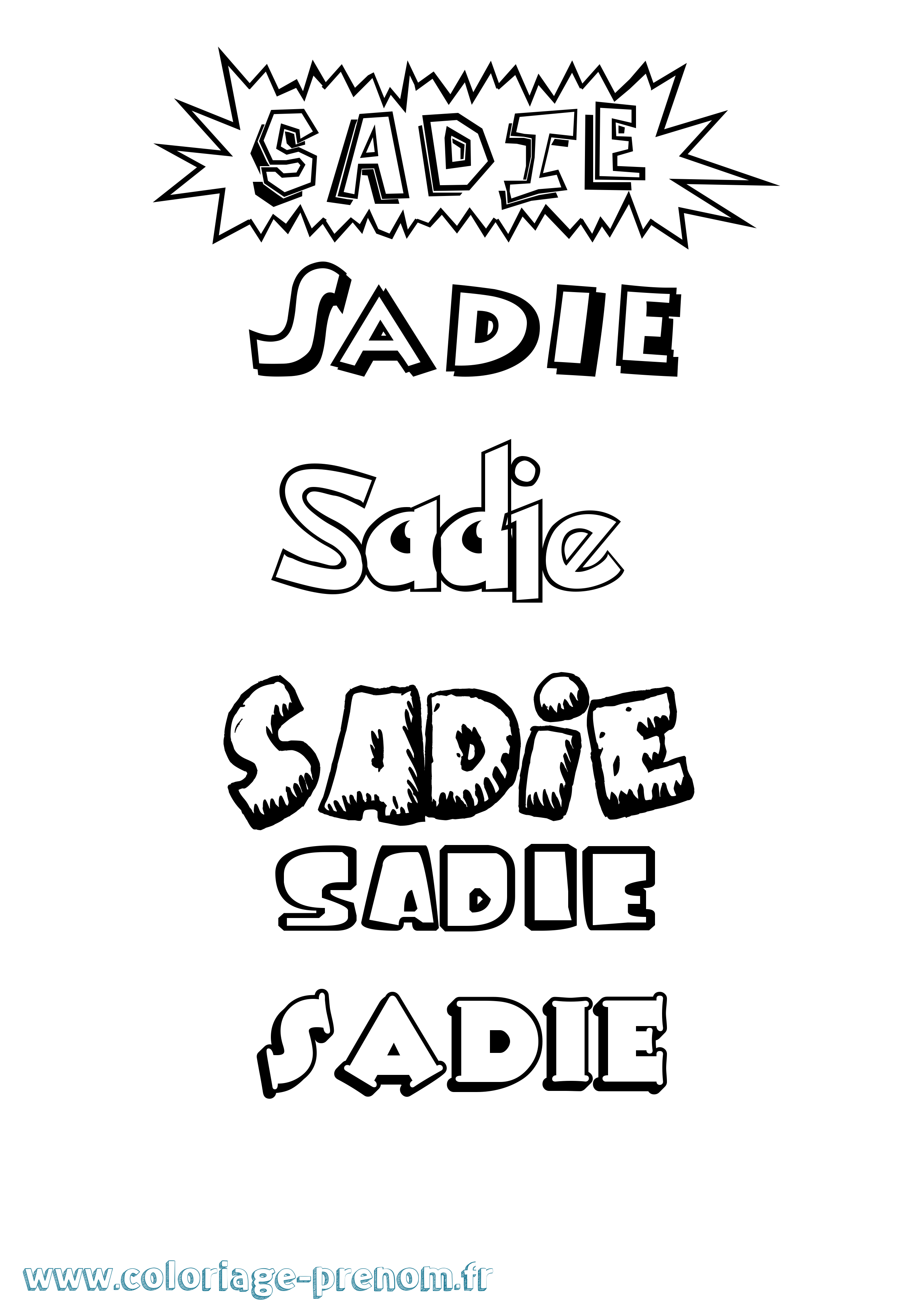 Coloriage prénom Sadie Dessin Animé