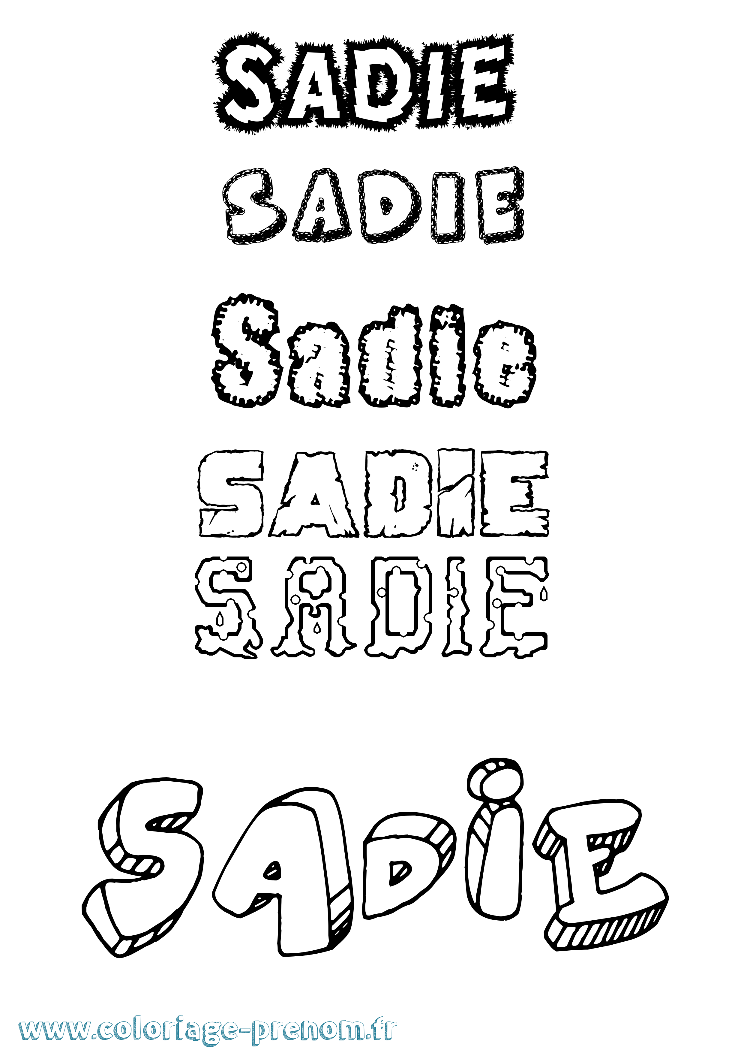 Coloriage prénom Sadie Destructuré
