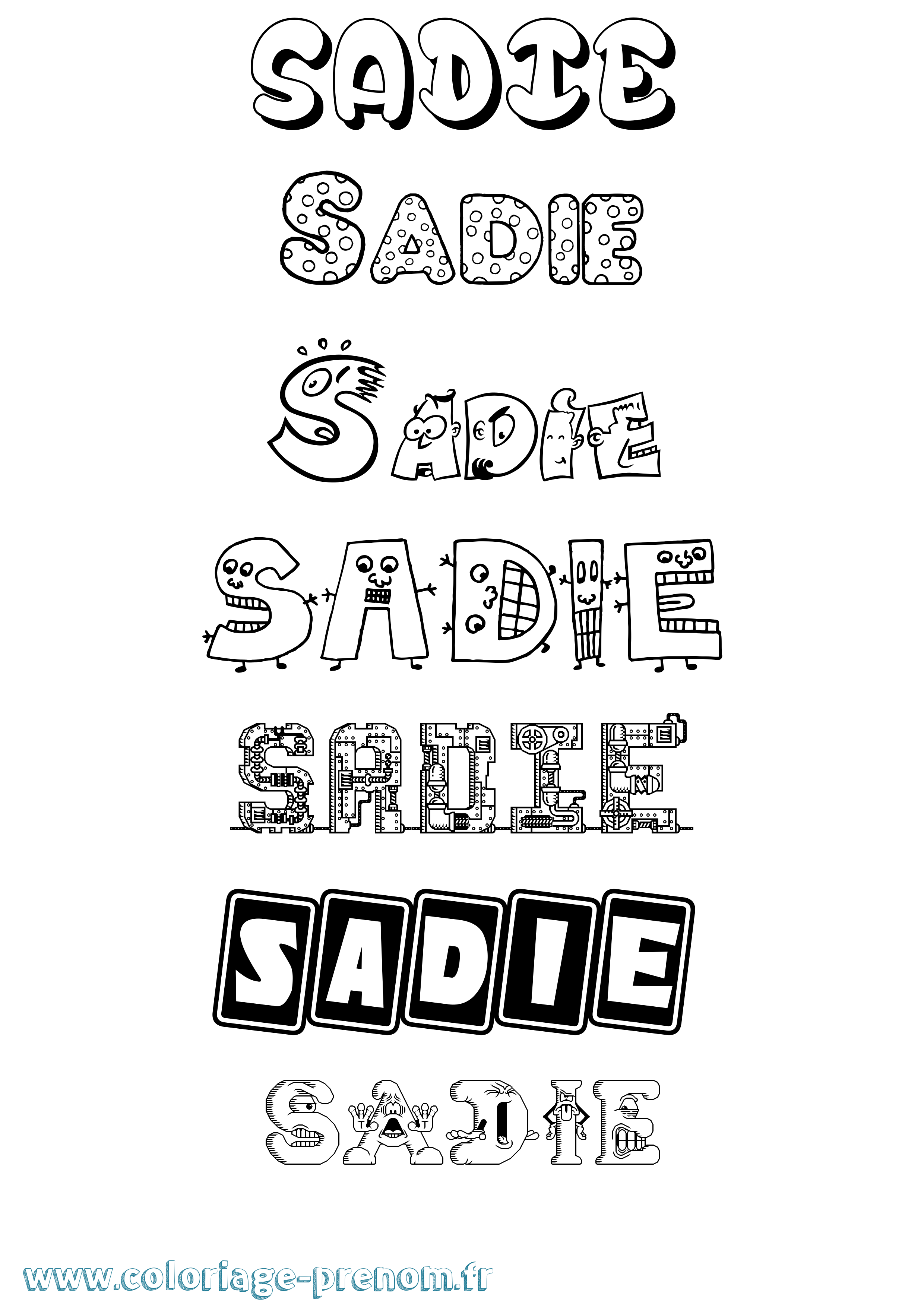 Coloriage prénom Sadie Fun