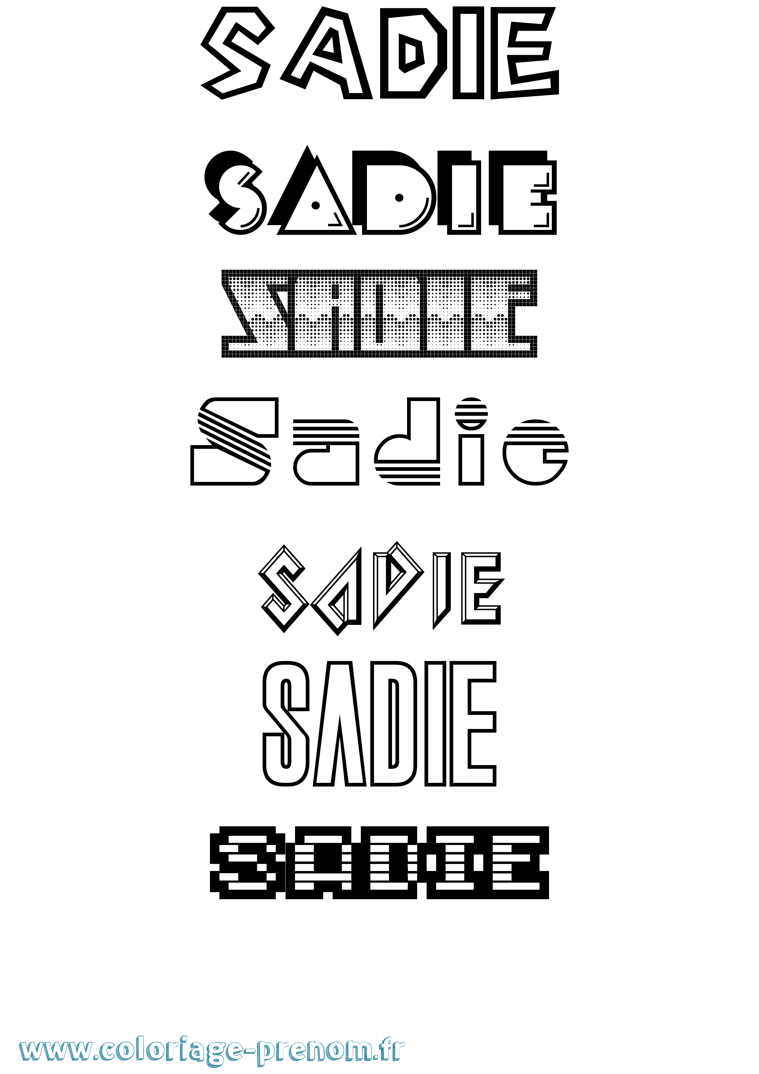 Coloriage prénom Sadie Jeux Vidéos