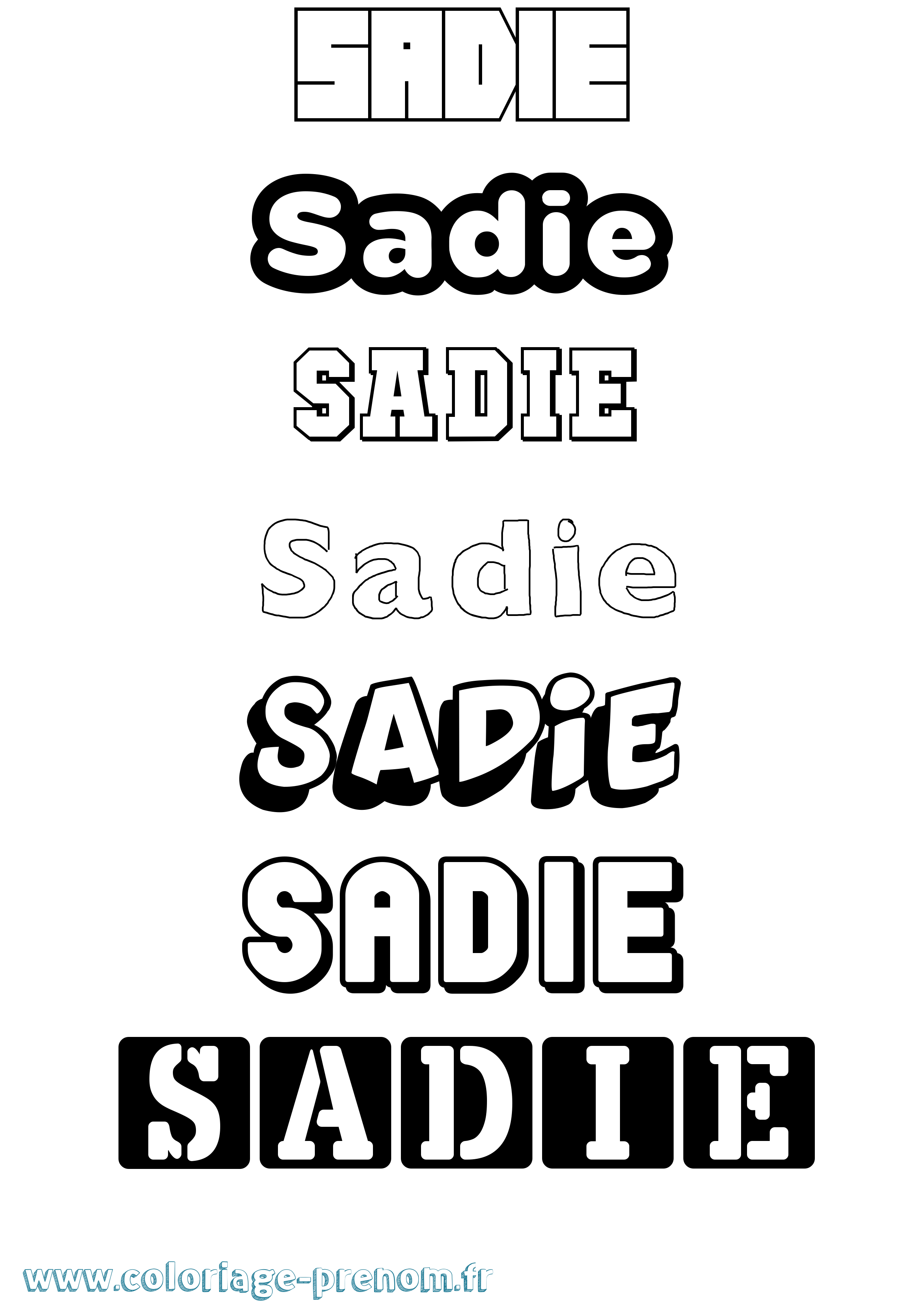 Coloriage prénom Sadie Simple