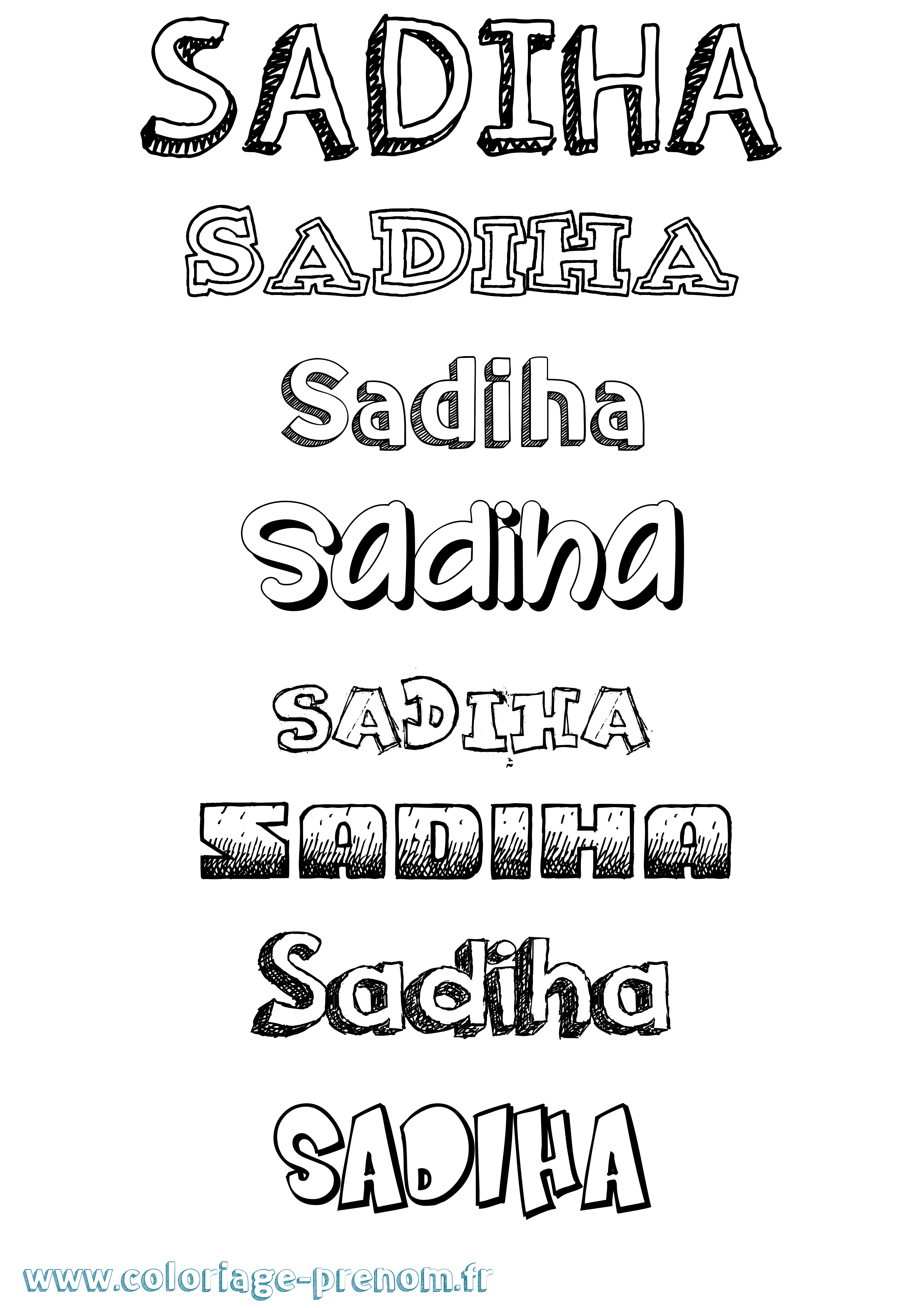 Coloriage prénom Sadiha Dessiné