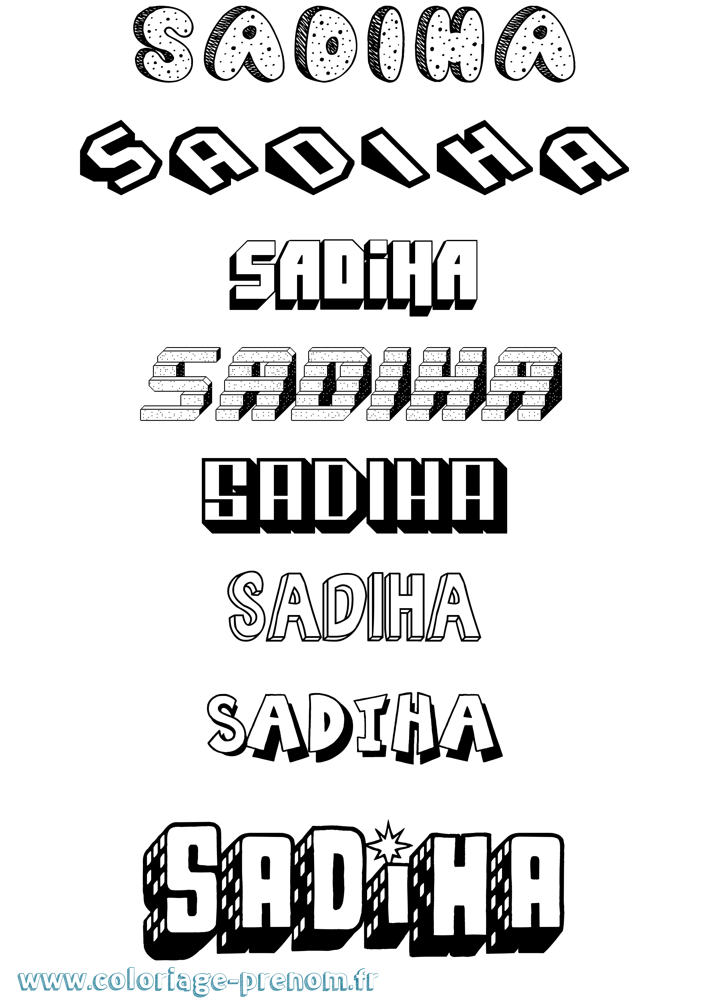 Coloriage prénom Sadiha Effet 3D