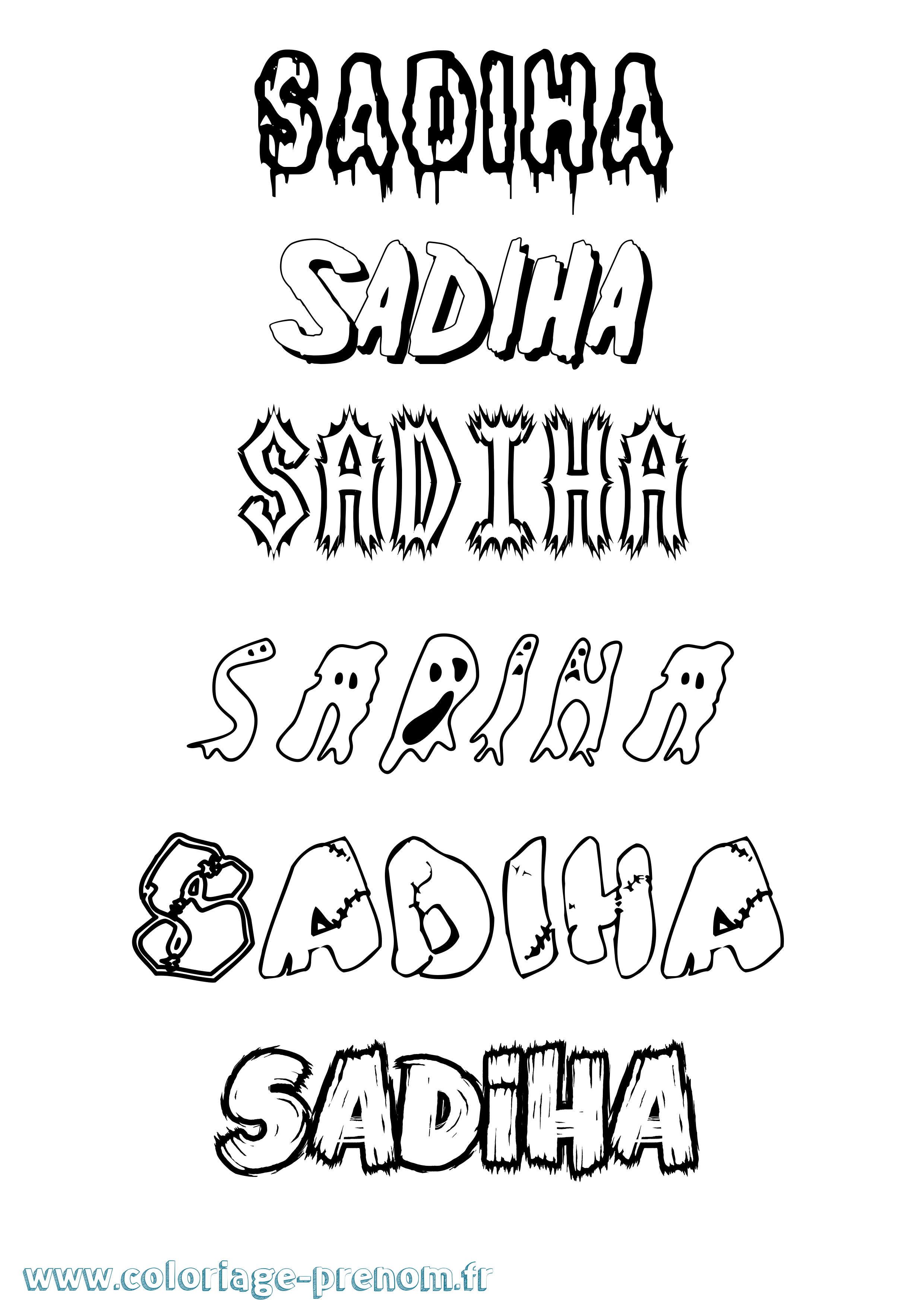 Coloriage prénom Sadiha Frisson