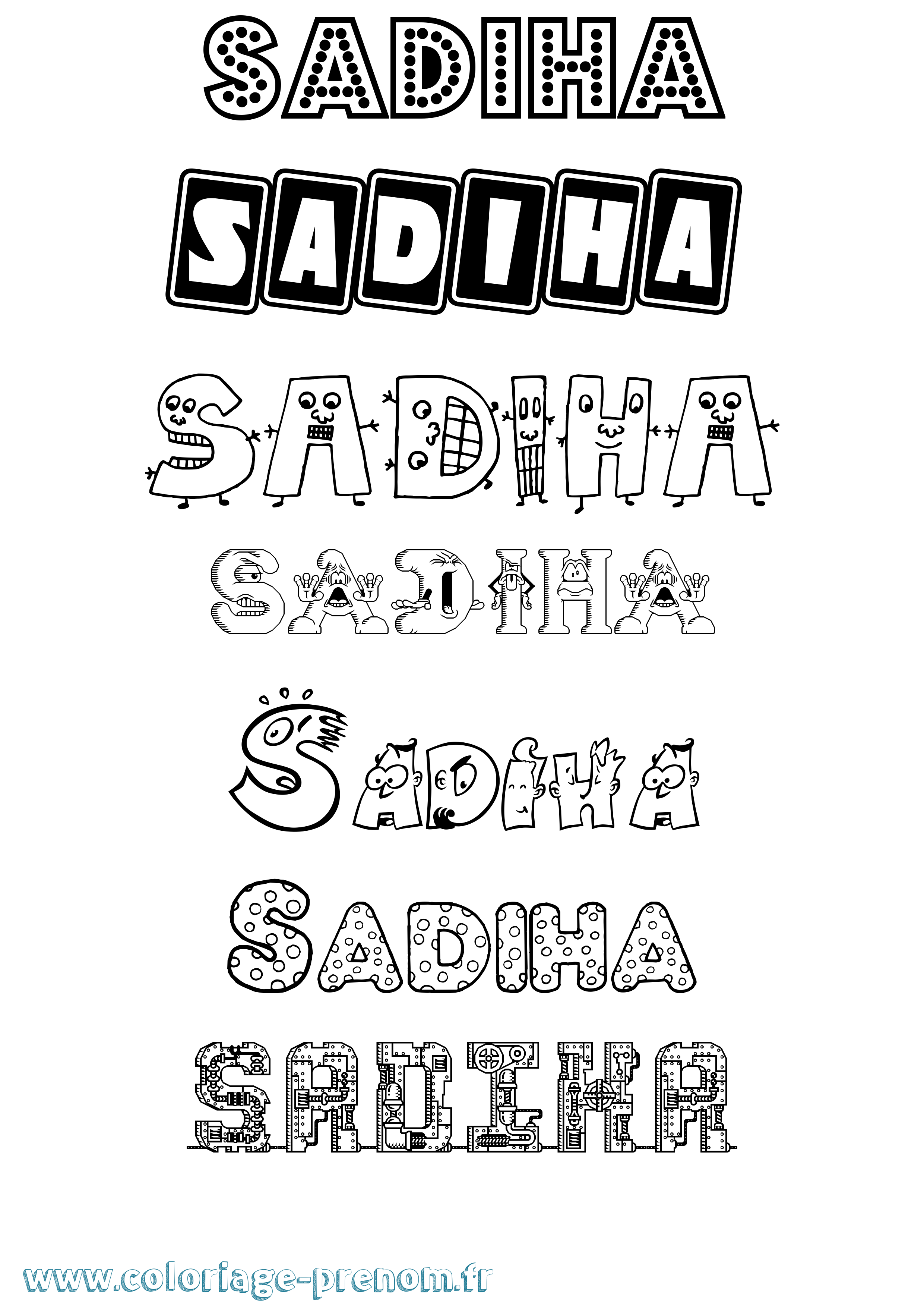 Coloriage prénom Sadiha Fun