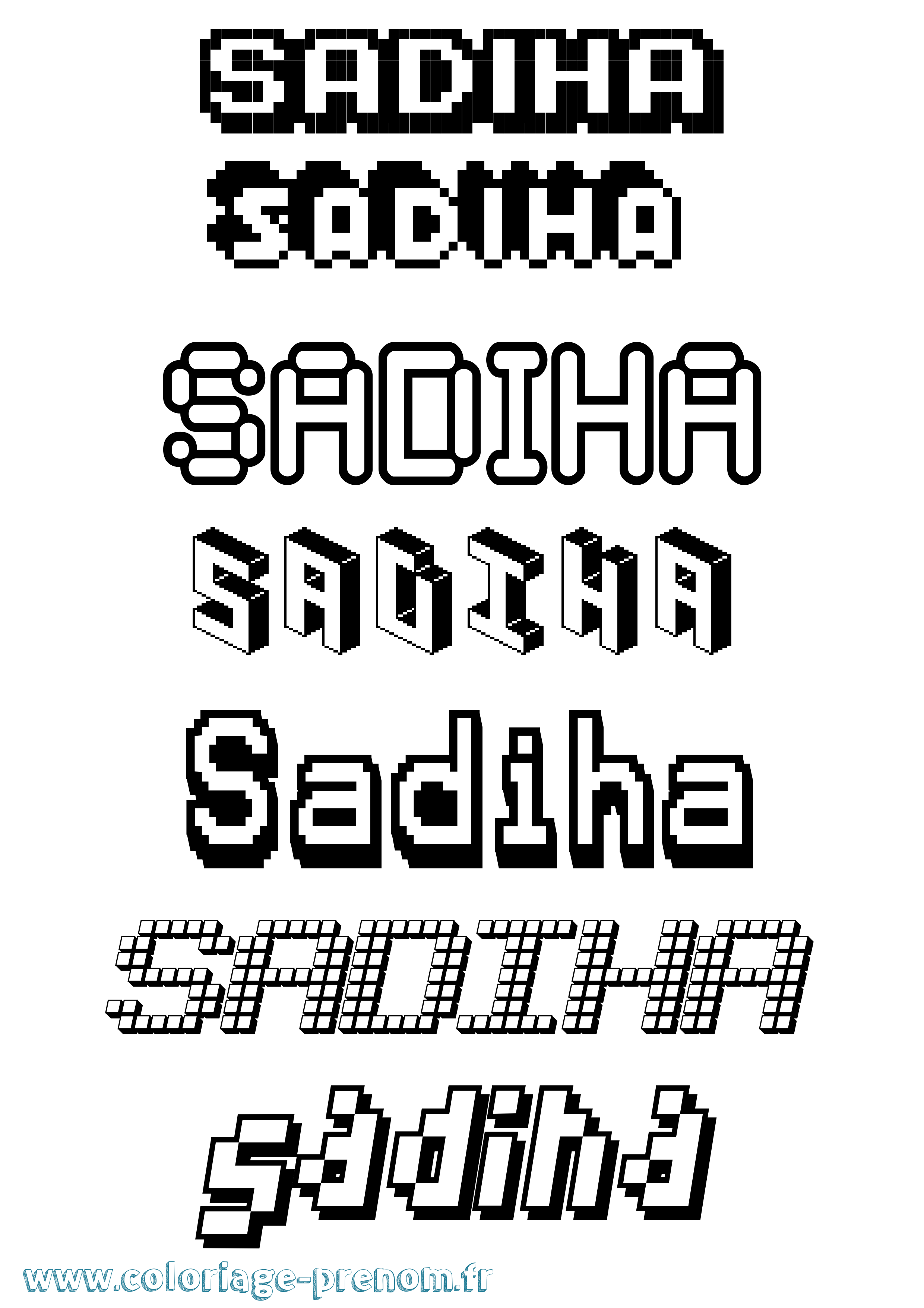 Coloriage prénom Sadiha Pixel