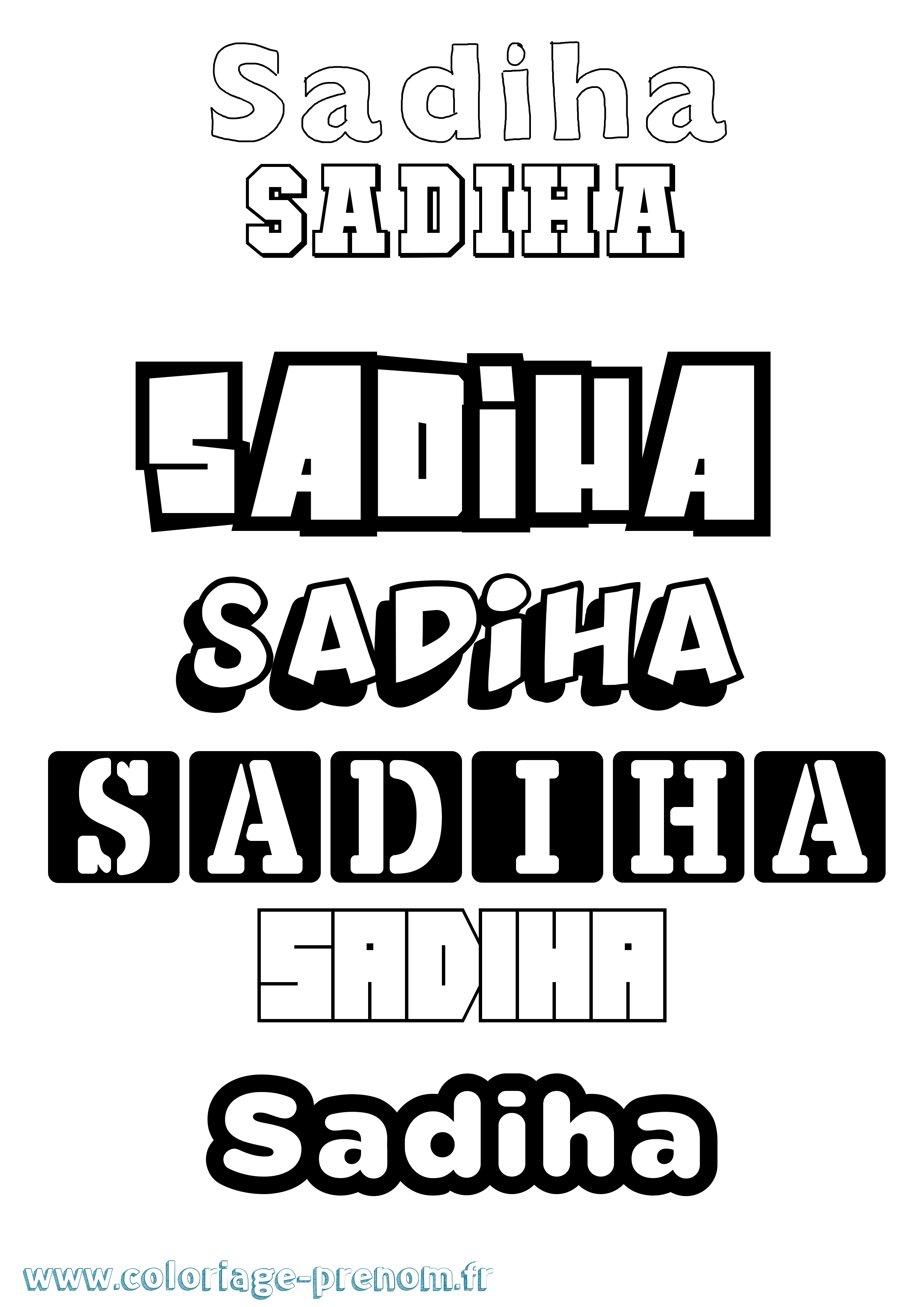 Coloriage prénom Sadiha Simple